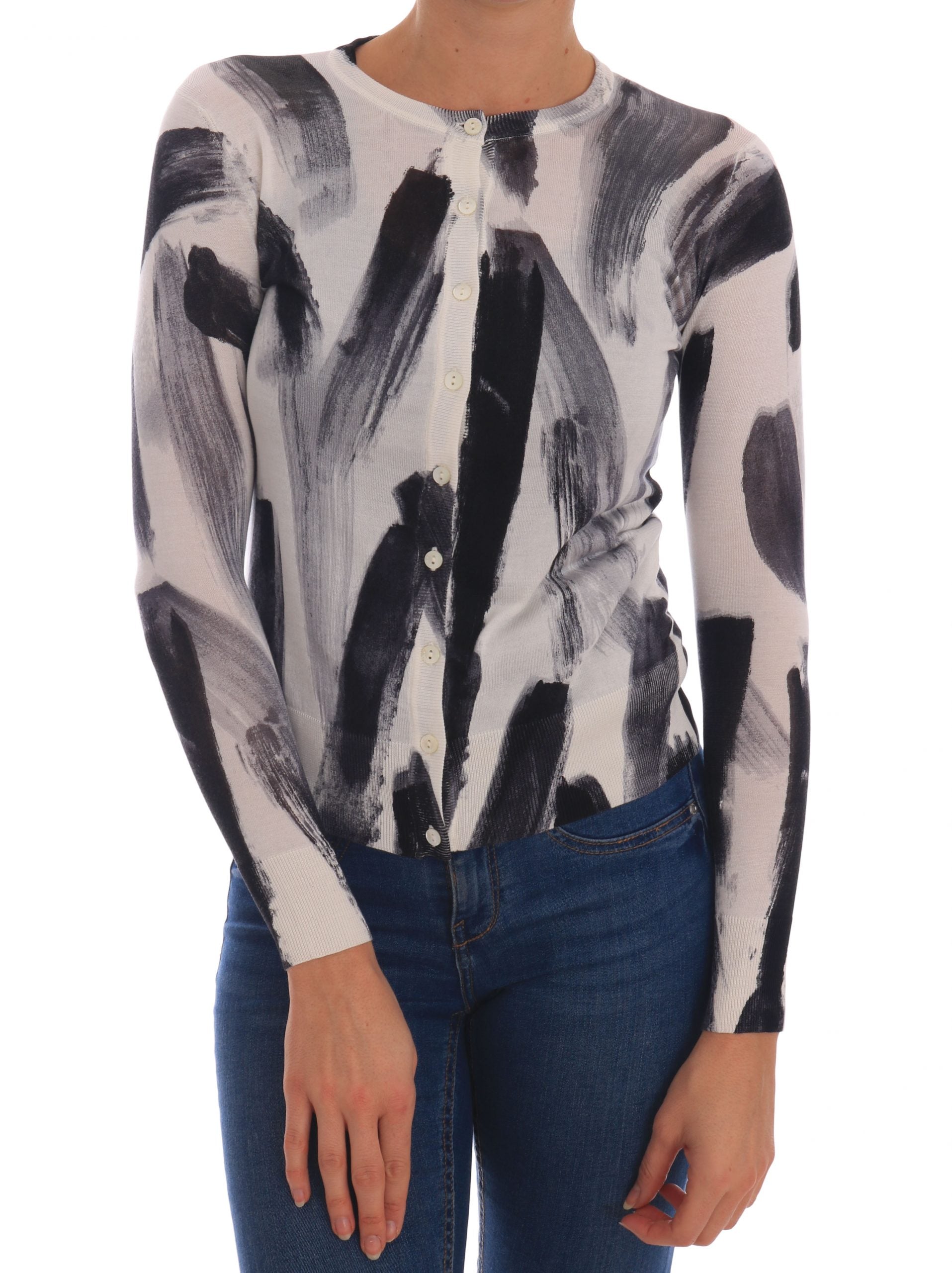 Dolce & Gabbana Eleganter Seidenpullover mit Strichmuster