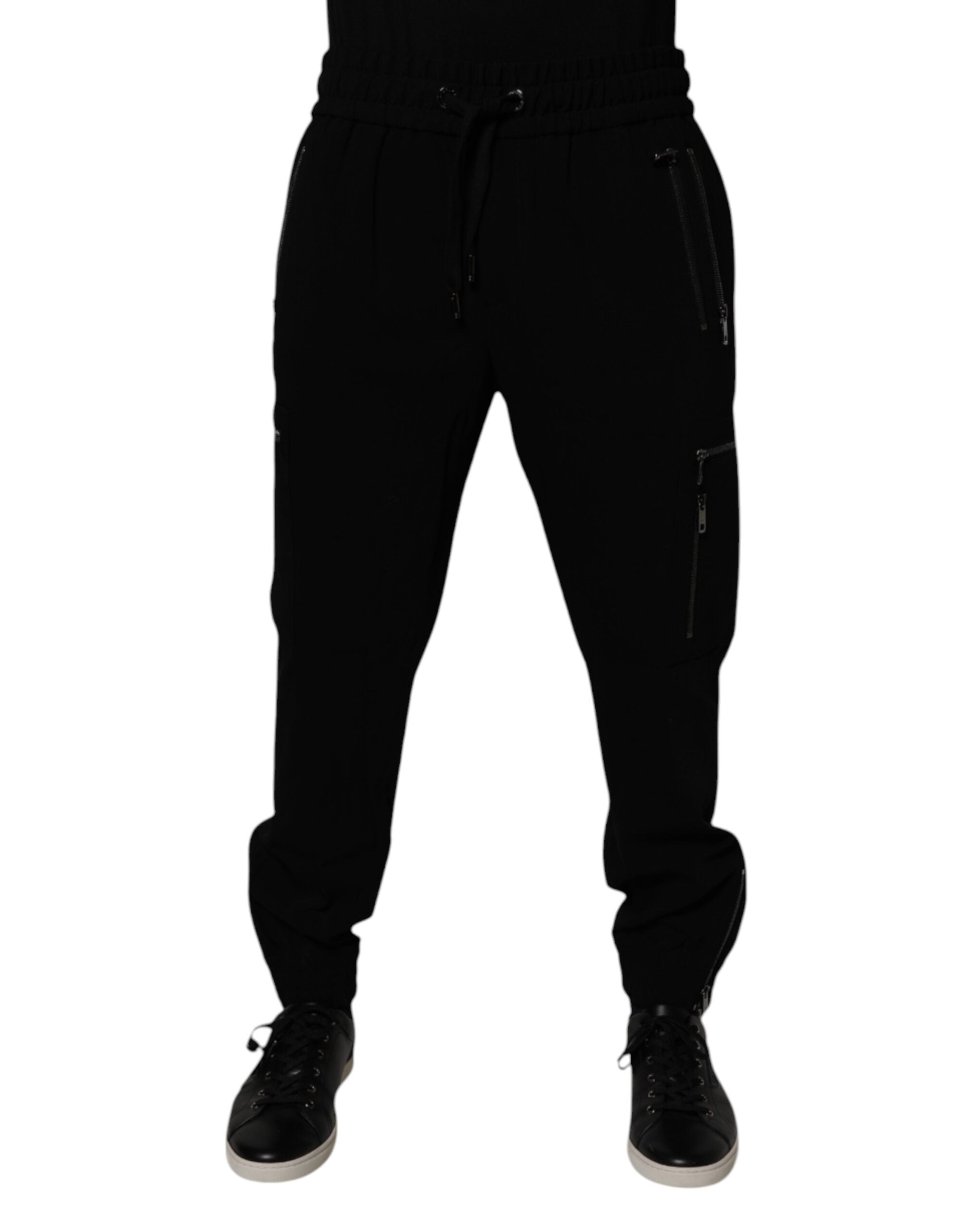 Pantalon de jogging en laine stretch noire Dolce & Gabbana
