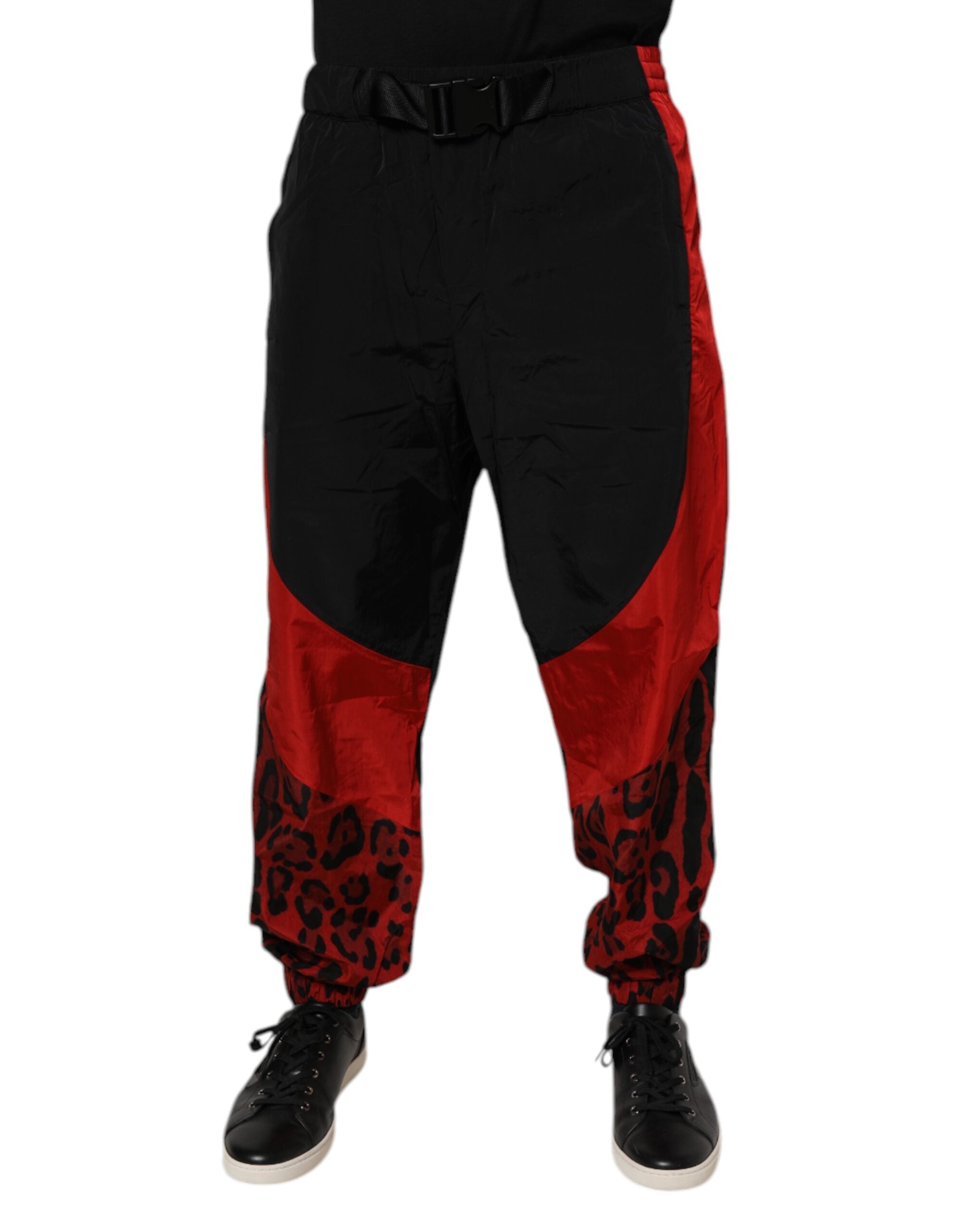 Dolce & Gabbana – Jogginghose mit Leopardenmuster in Schwarz und Rot