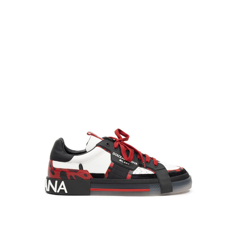 Baskets en cuir noir et blanc Dolce & Gabbana