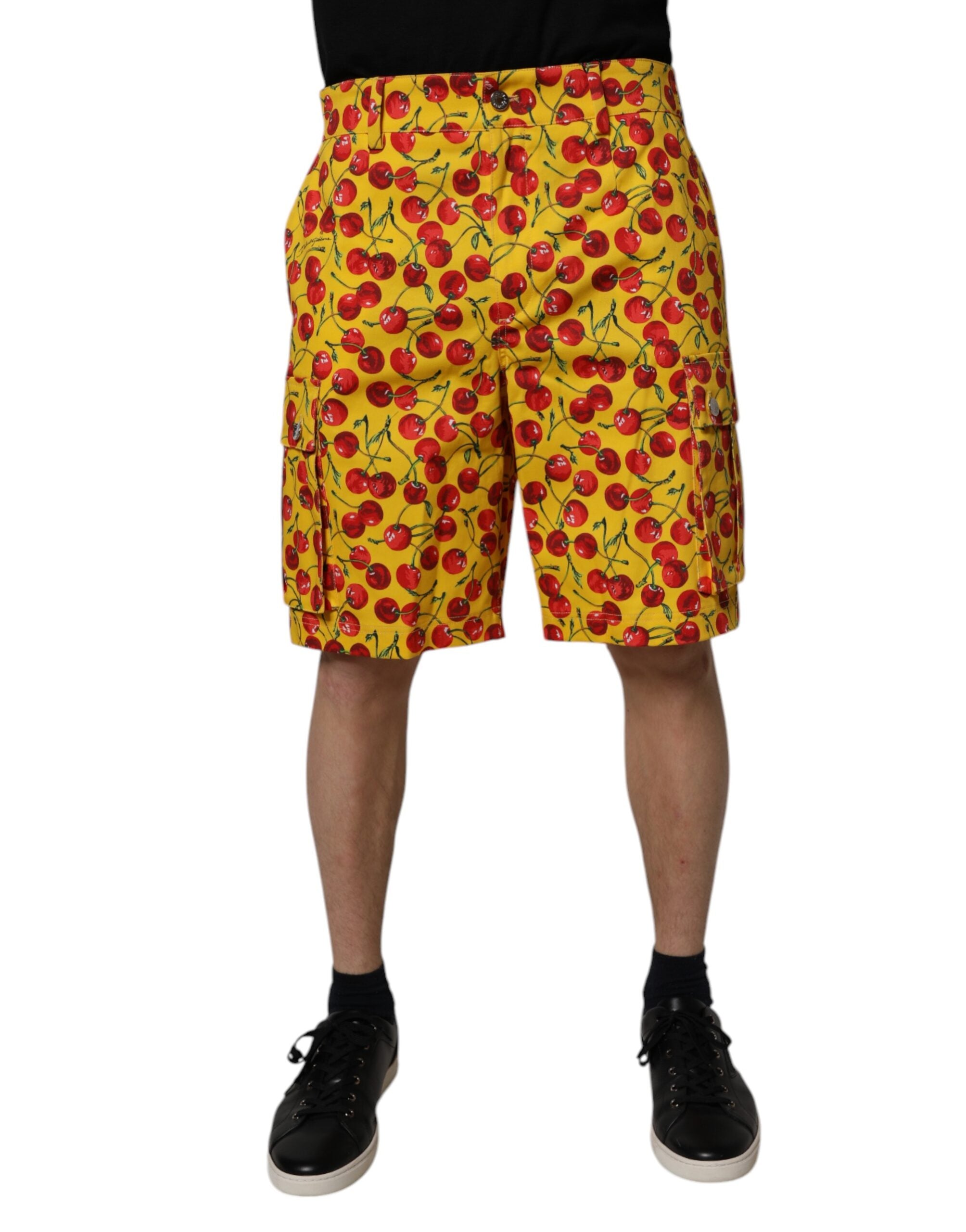 Bermuda Dolce & Gabbana en coton jaune à imprimé cerises pour homme