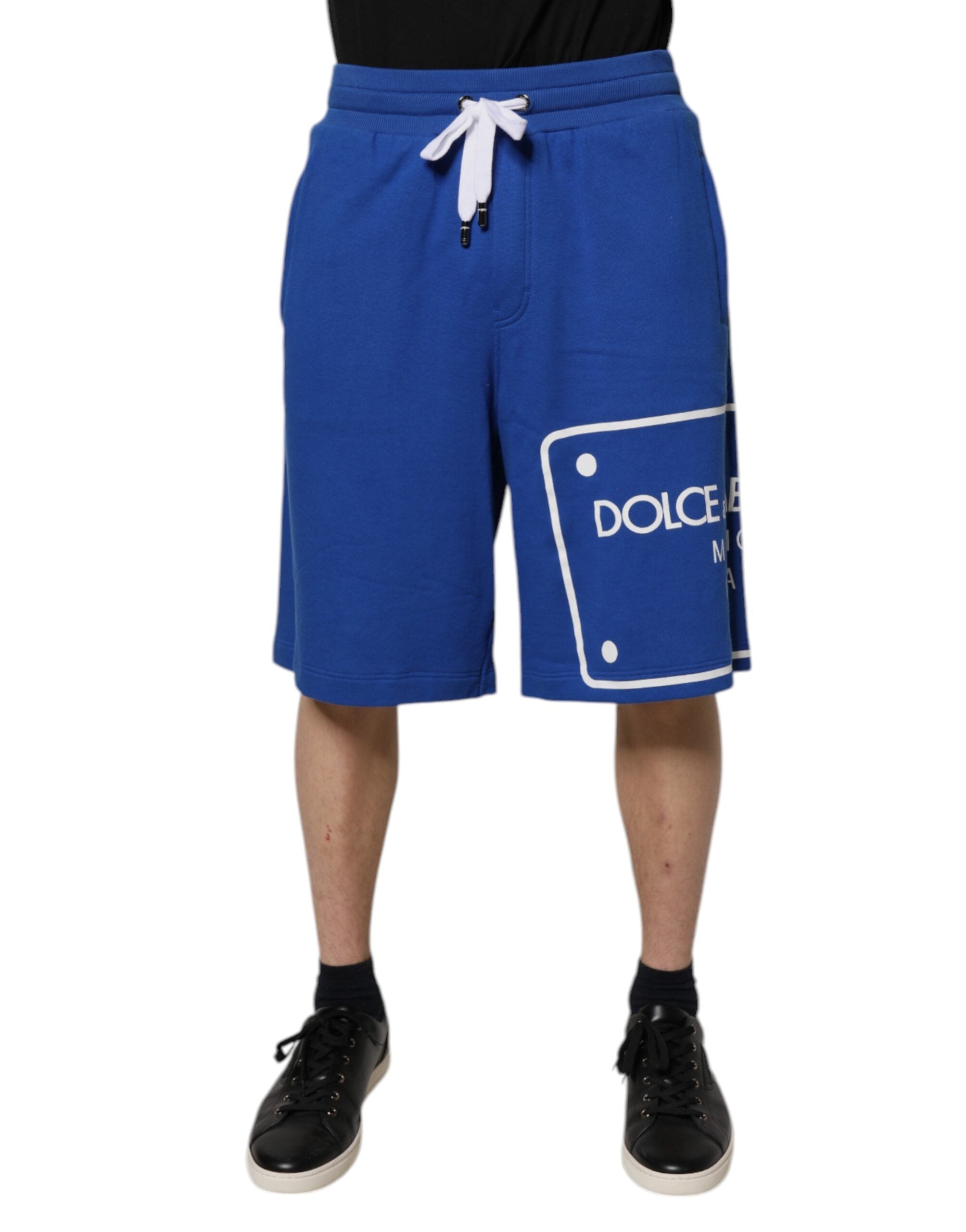 Bermuda en coton à logo bleu Dolce & Gabbana