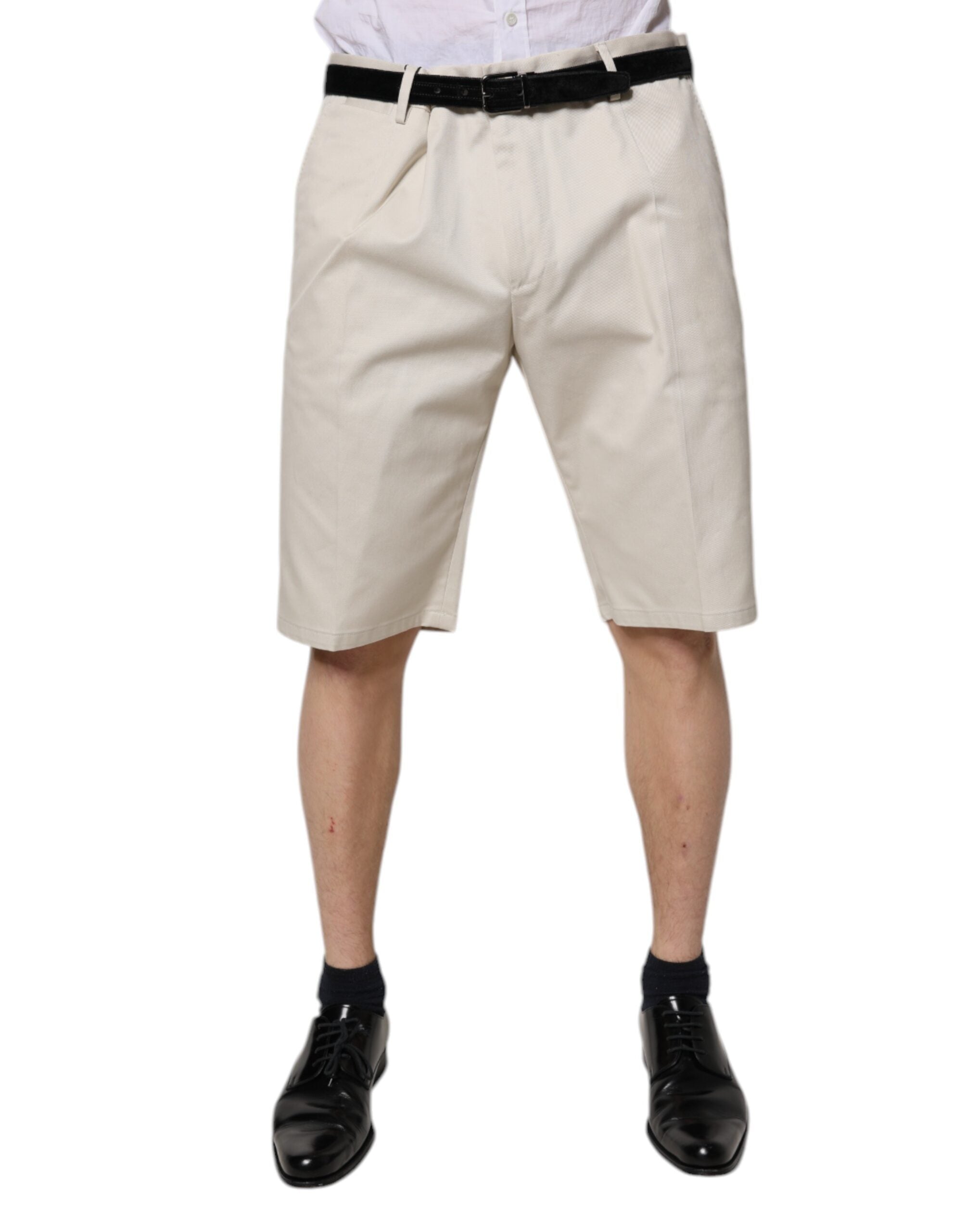 Bermuda taille moyenne en coton stretch beige Dolce & Gabbana
