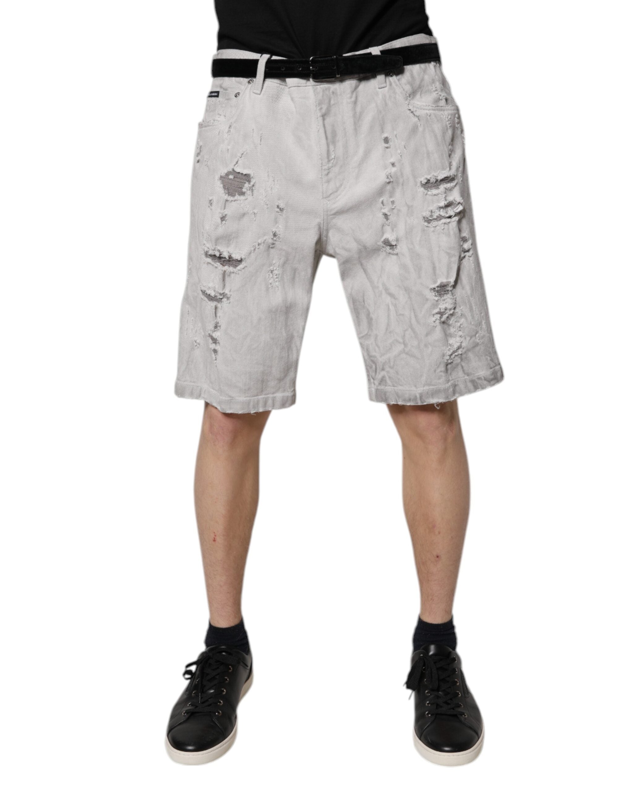 Bermuda en denim gris clair délavé Dolce & Gabbana pour homme