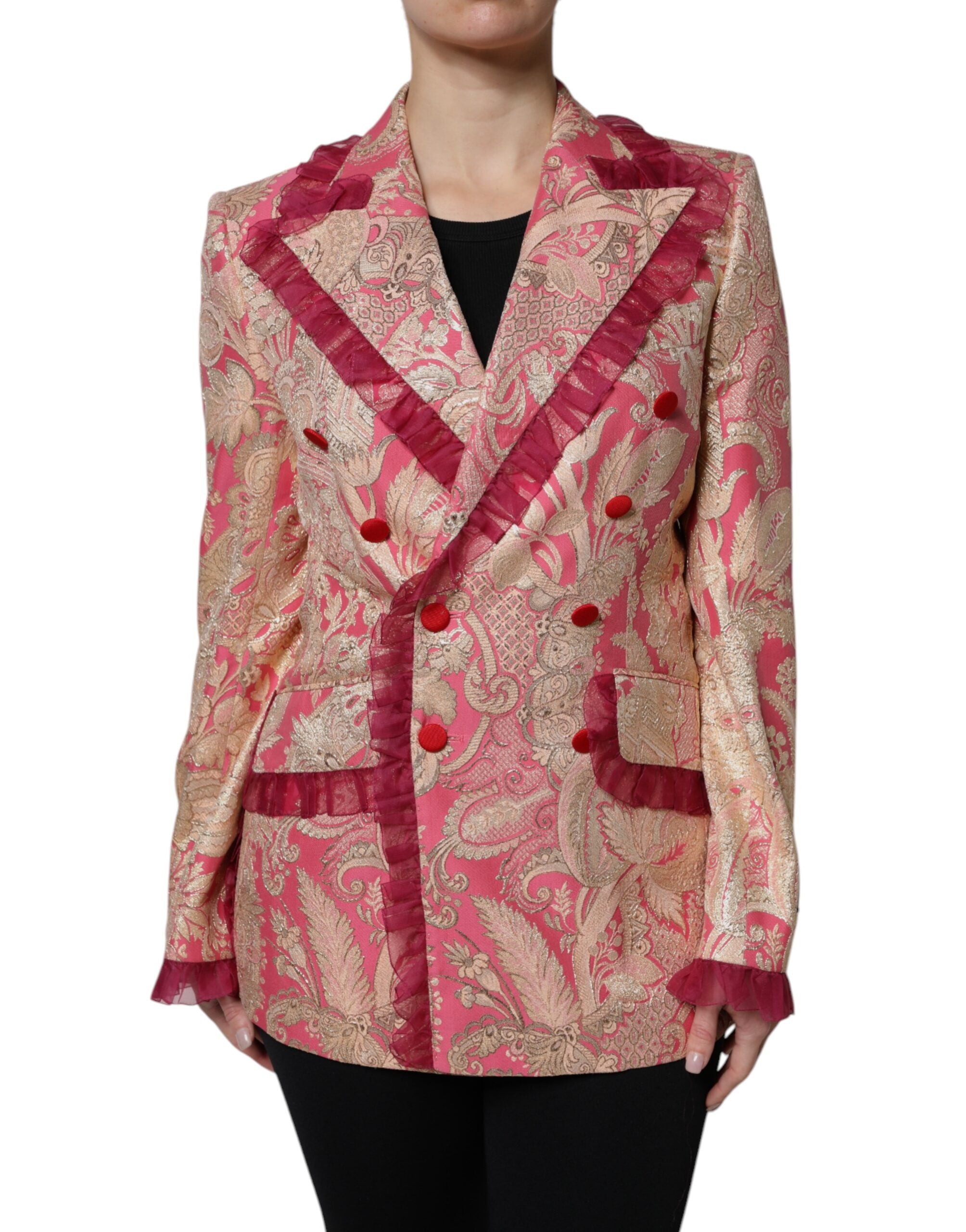Dolce & Gabbana – Blazerjacke aus Jacquard-Nylon in Roségold