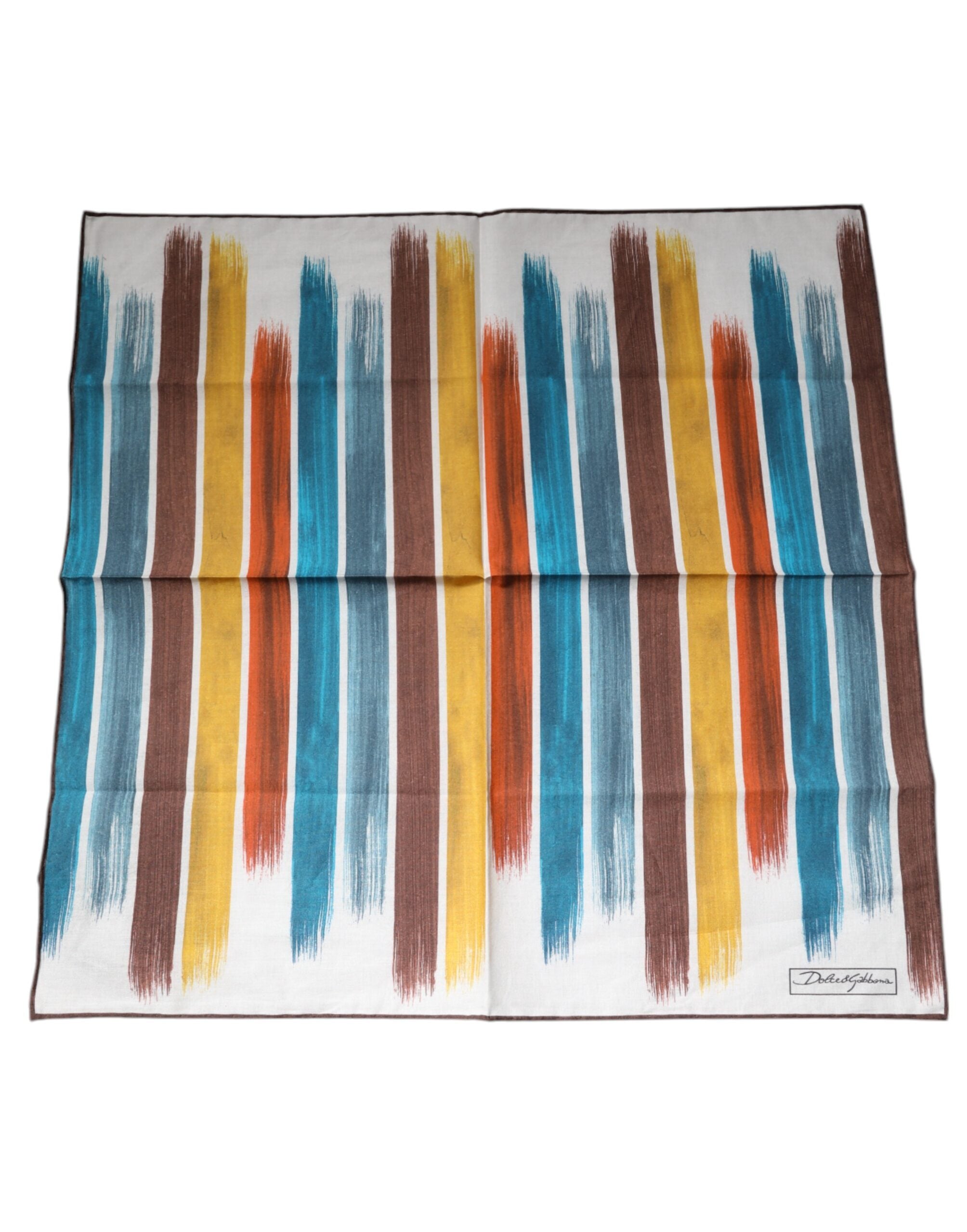 Dolce & Gabbana – Quadratischer Foulard aus Baumwolle mit mehrfarbigen Streifen