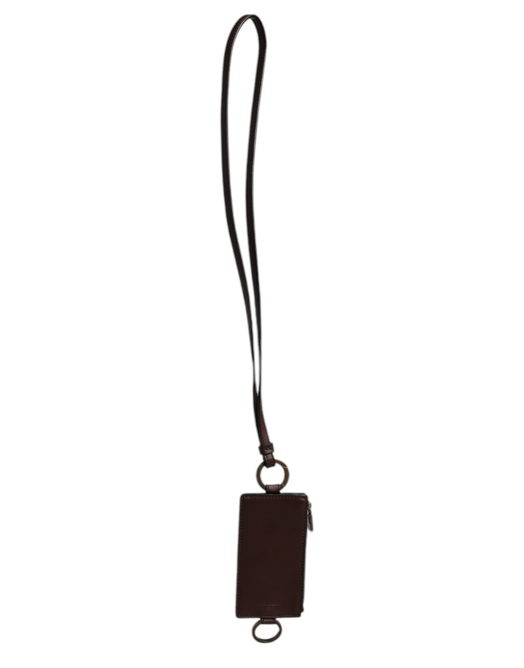 Dolce & Gabbana – Kartenetui mit Logo und Lanyard aus braunem Kalbsleder