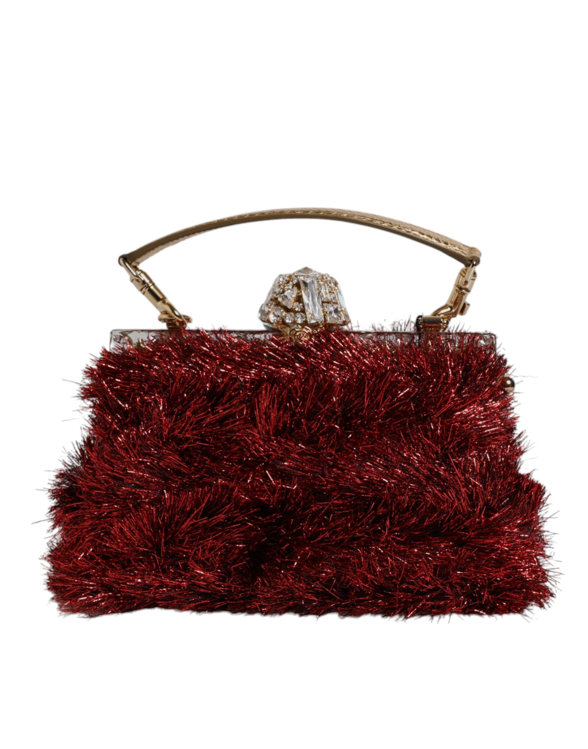 Dolce & Gabbana – VANDA – Abend-Clutch mit rotgoldener Kette und Lametta-Kristallen