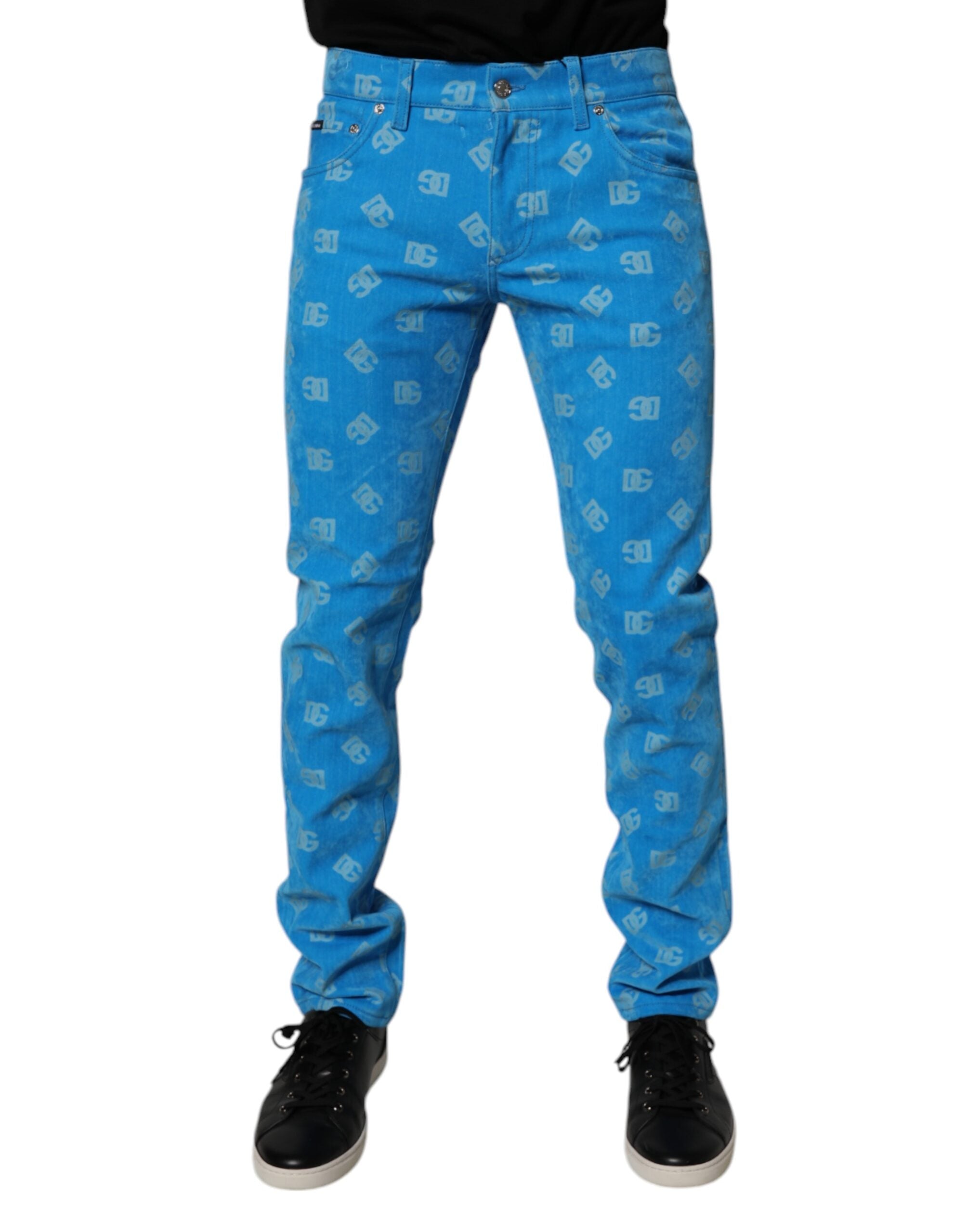 Dolce & Gabbana – Blaue Skinny-Jeans aus Baumwolle mit Logo-Monogramm
