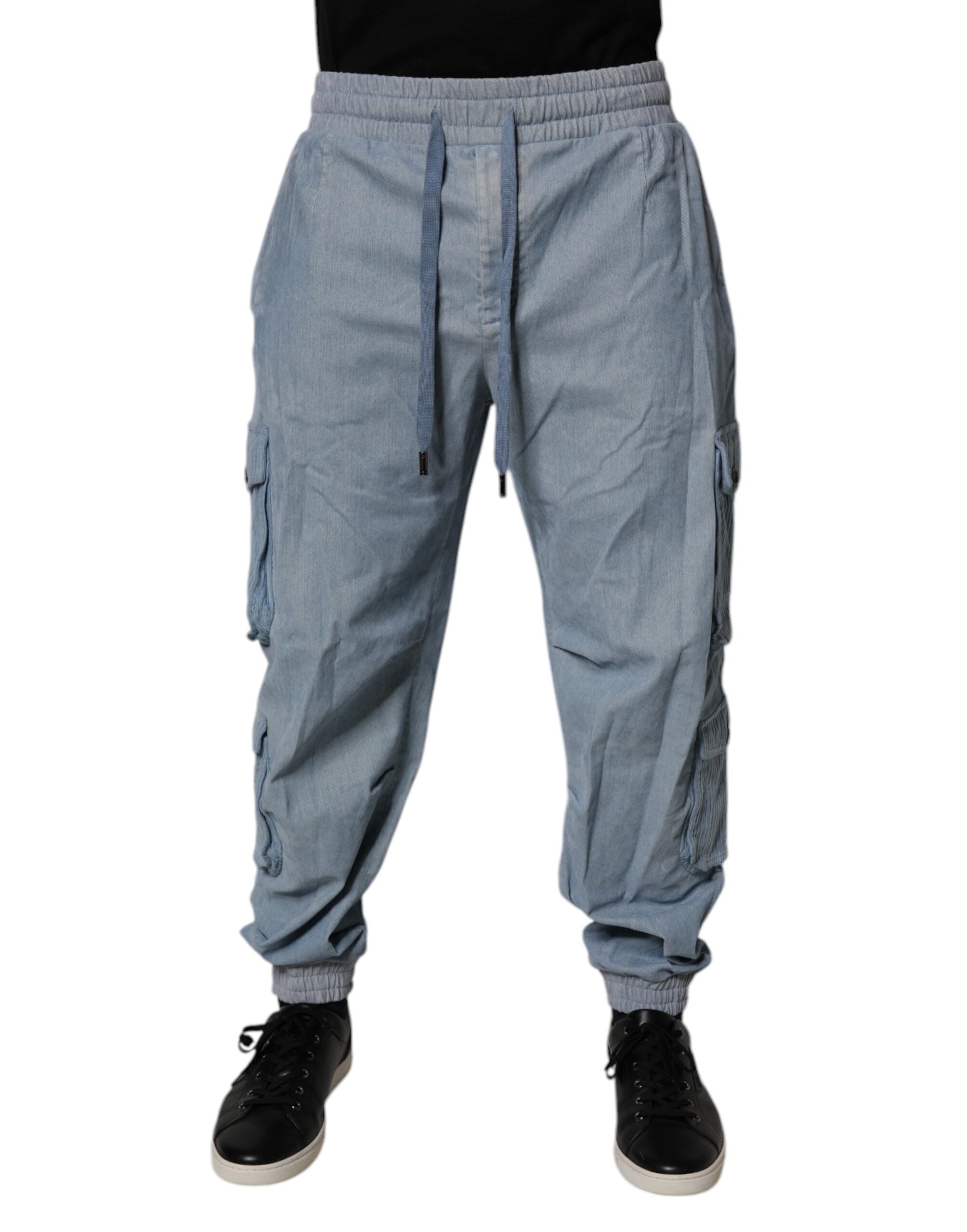 Dolce & Gabbana Hellblaue Cargo-Jogginghose aus Baumwolle für Herren