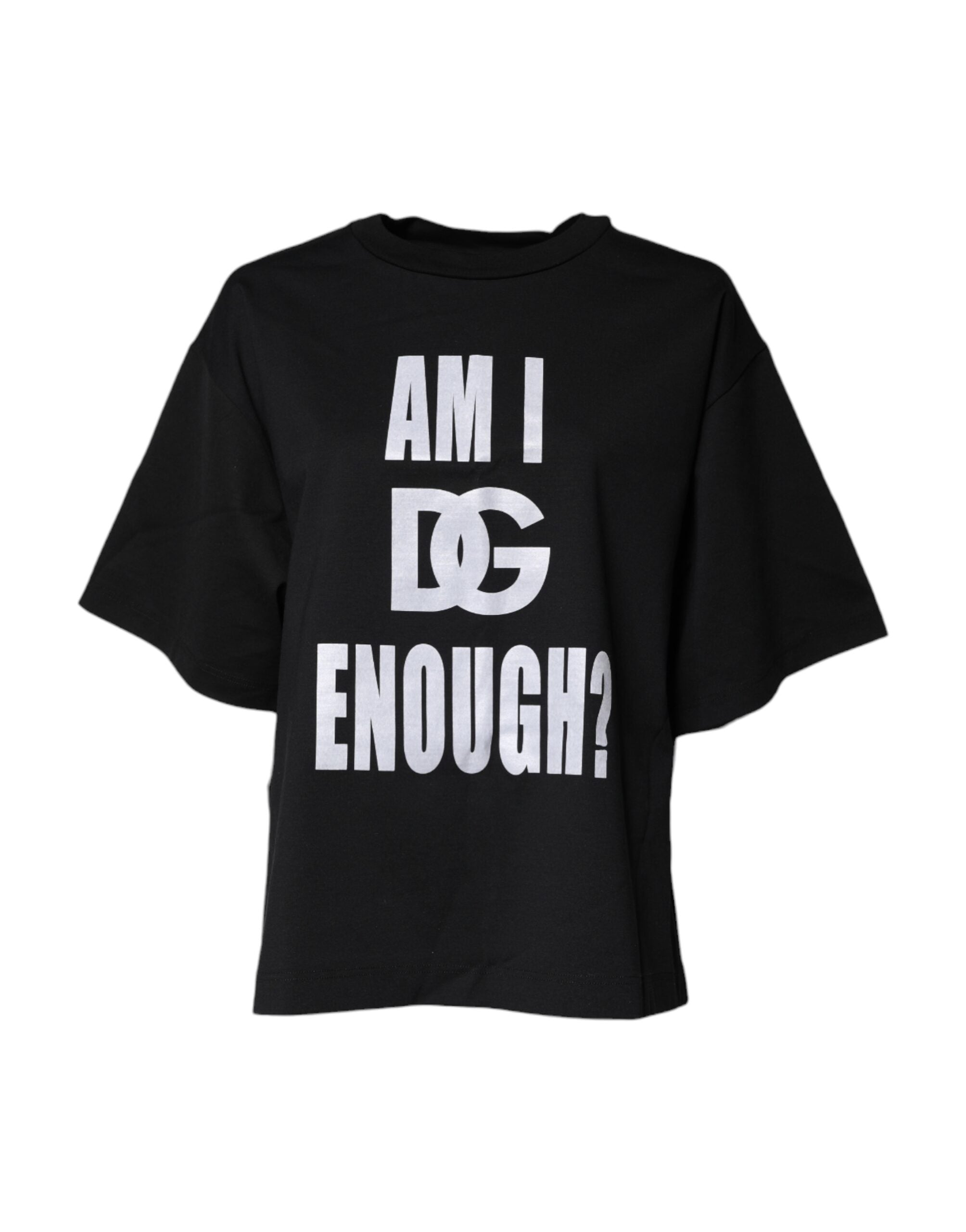 T-shirt col rond en coton imprimé noir Dolce & Gabbana
