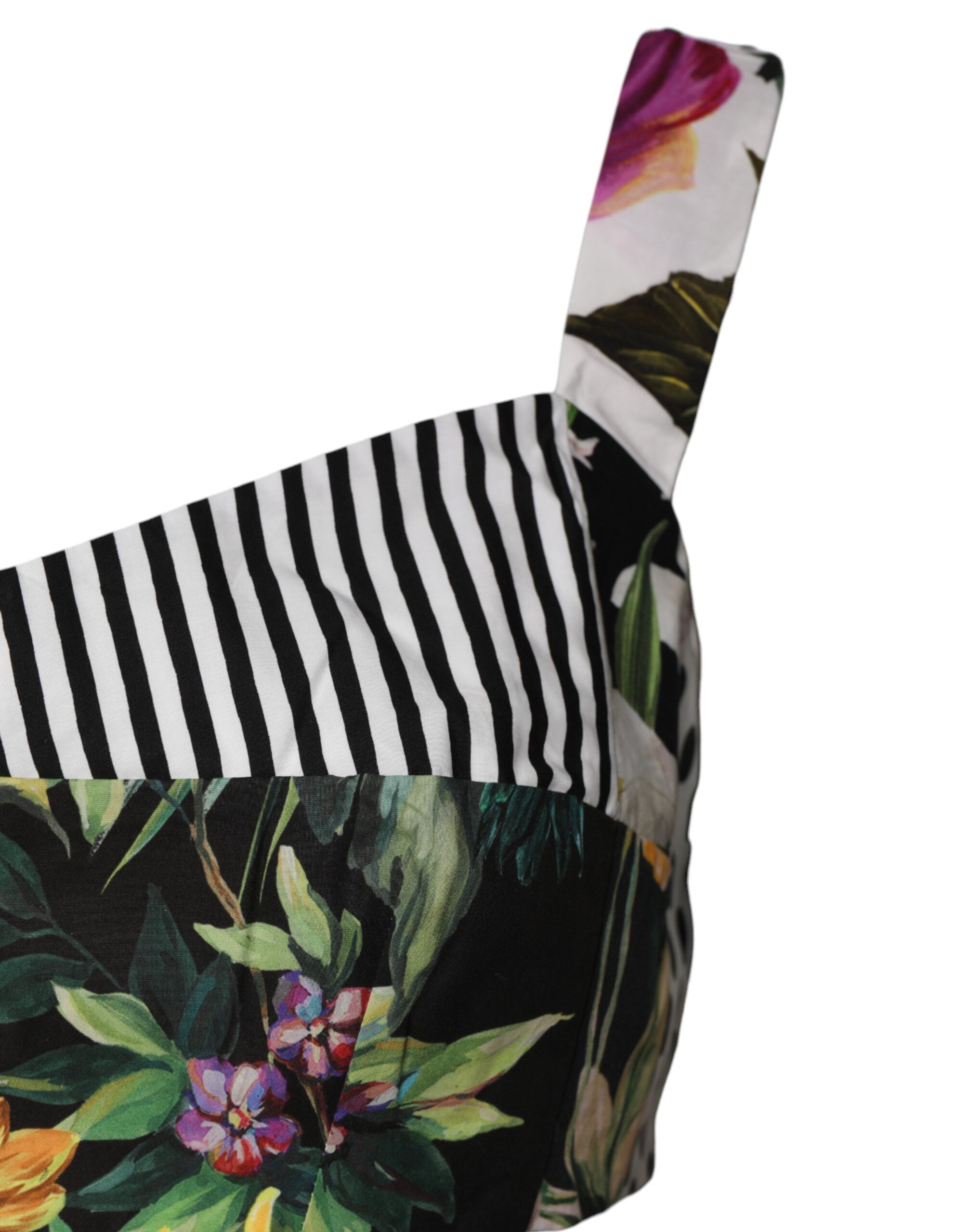 Dolce & Gabbana Multicolor Sweetheart Neck Patchwork Crop Top