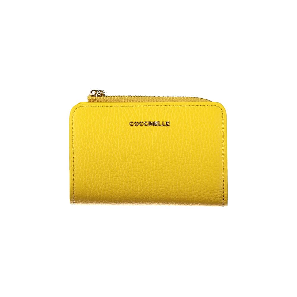 Portefeuille femme en cuir jaune Coccinelle