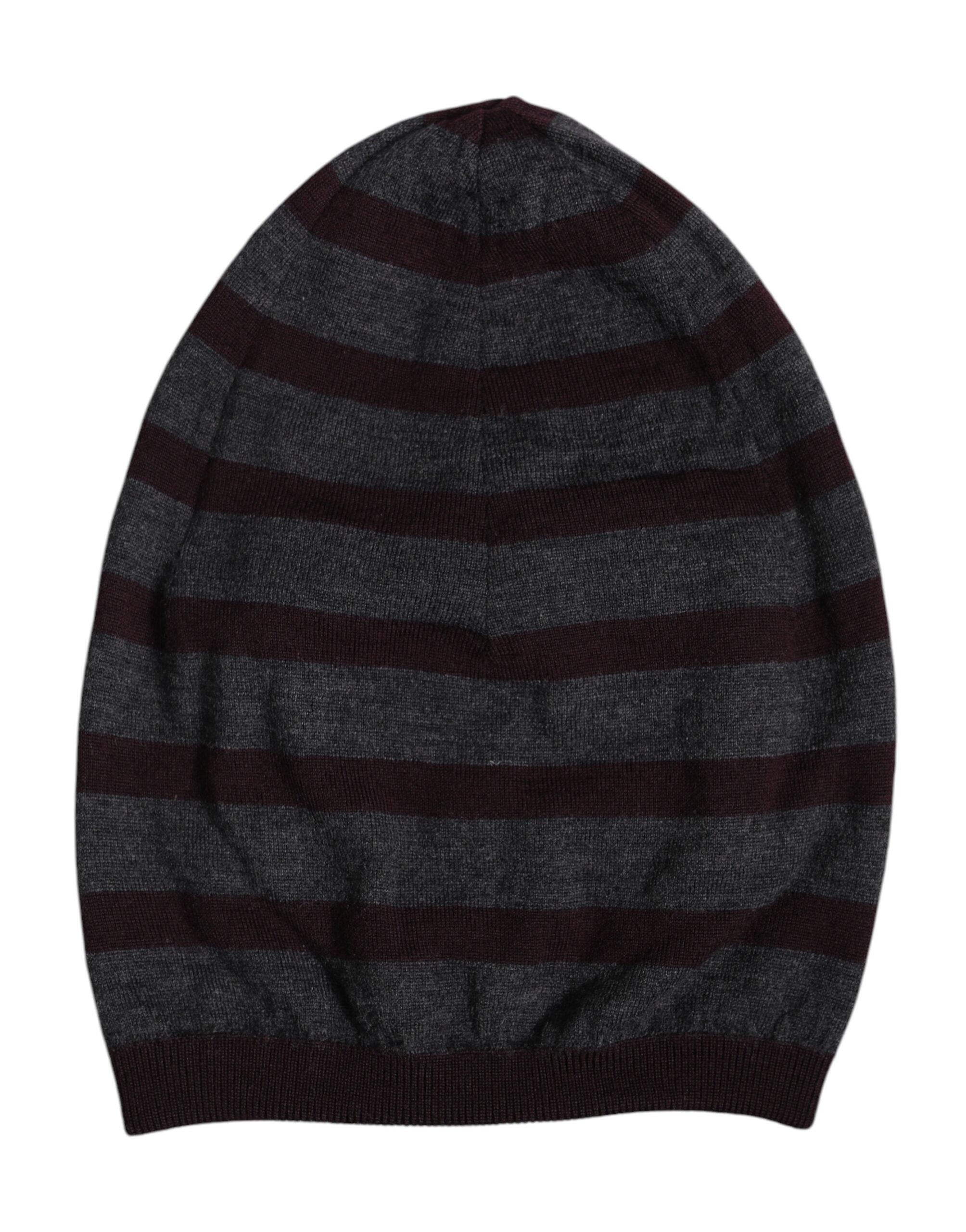 Bonnet d'hiver en laine tricotée à rayures grises Dolce & Gabbana
