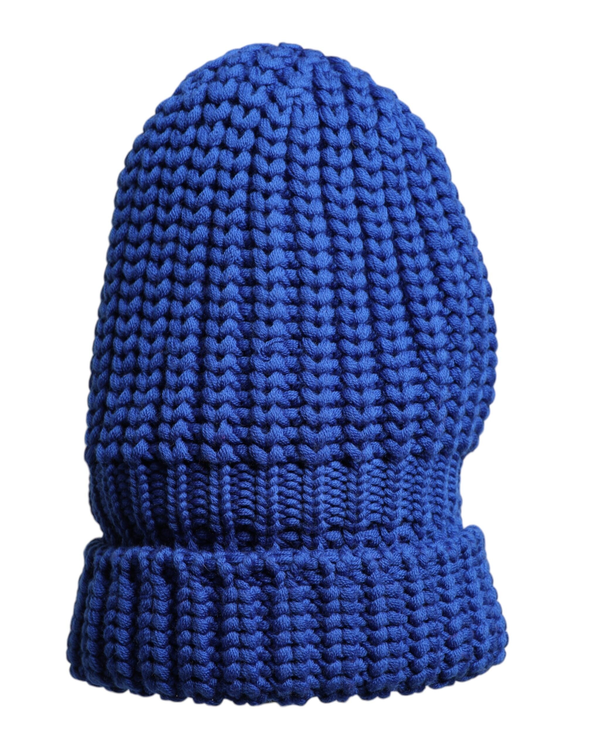 Dolce & Gabbana Blaue Wollstrickmütze für den Winter