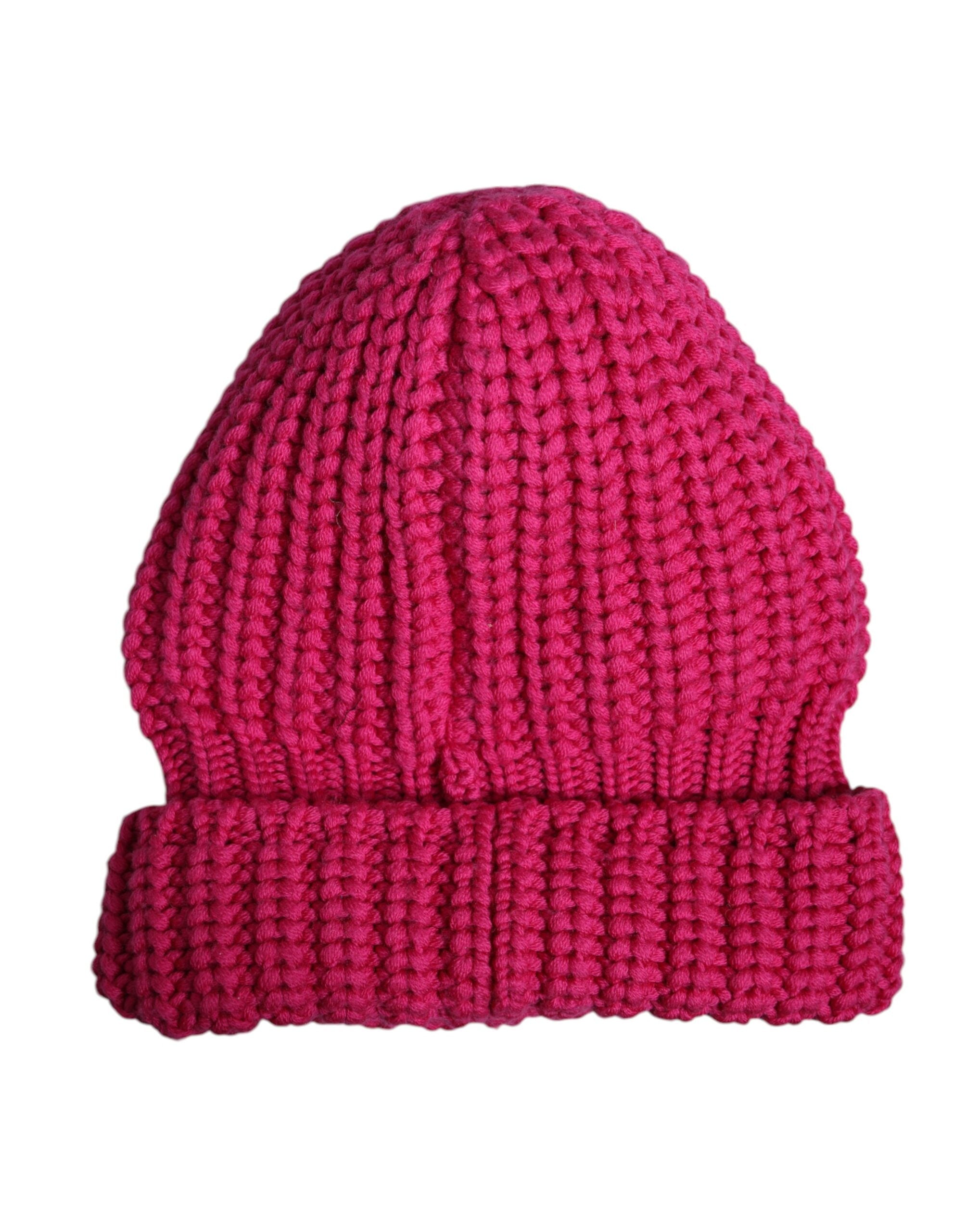 Bonnet d'hiver tricoté en laine unie rose Dolce & Gabbana