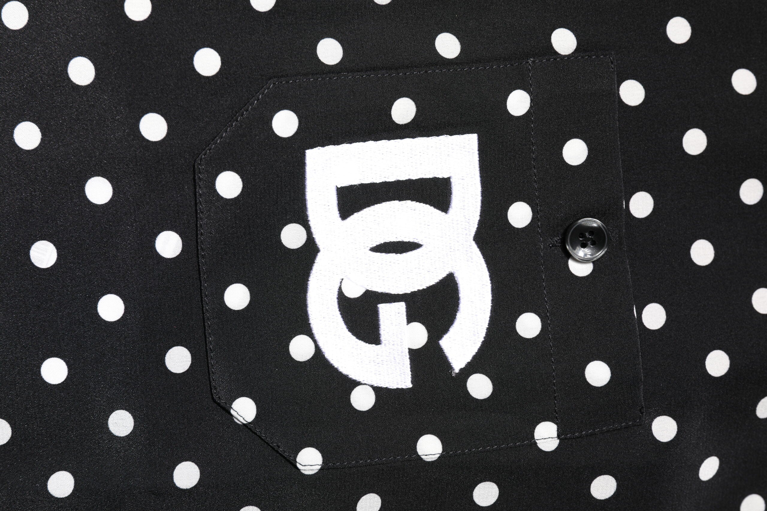 Dolce & Gabbana Black Polka Dot Short Sleeves Casual Shirt