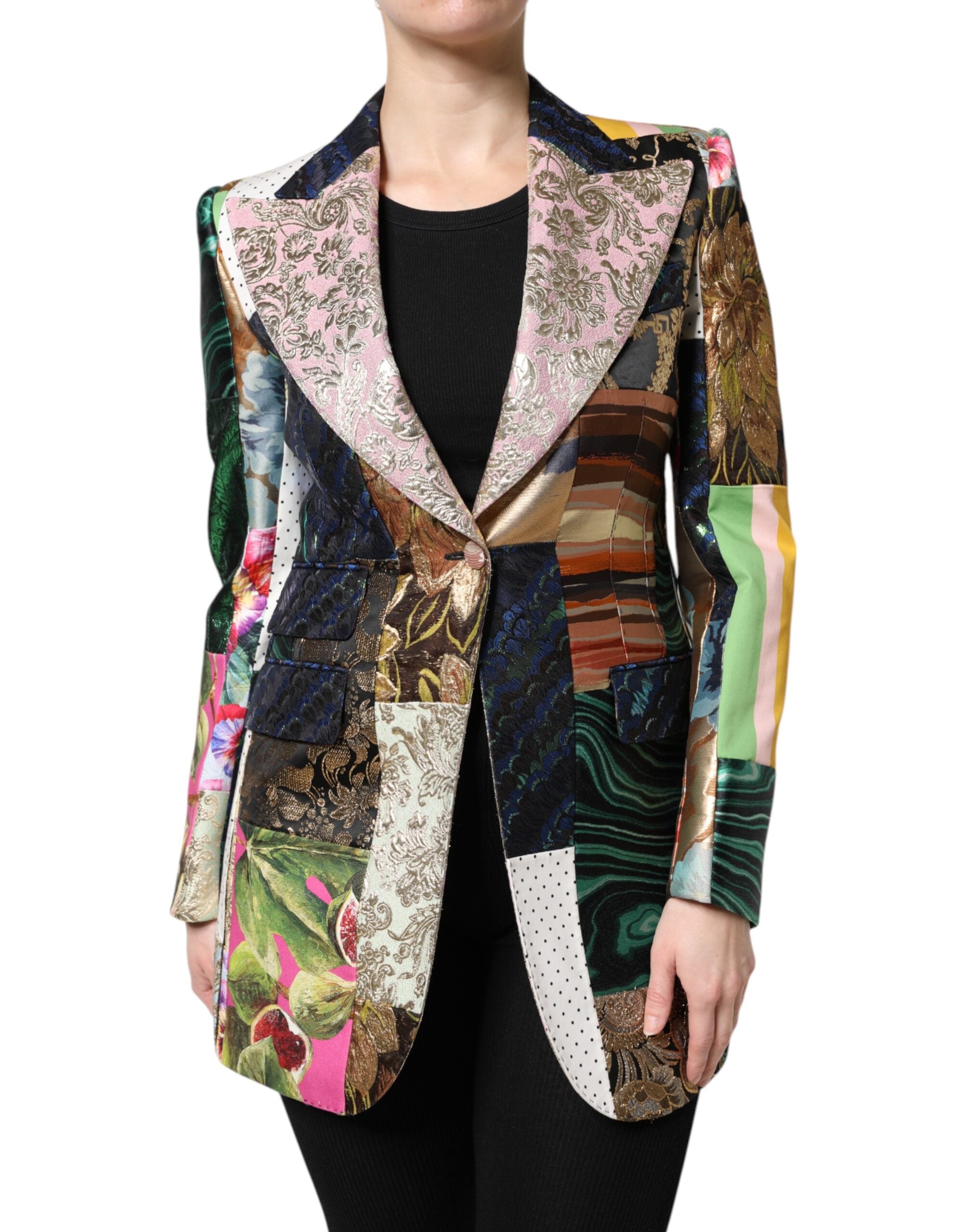 Veste en jacquard patchwork floral multicolore Dolce & Gabbana