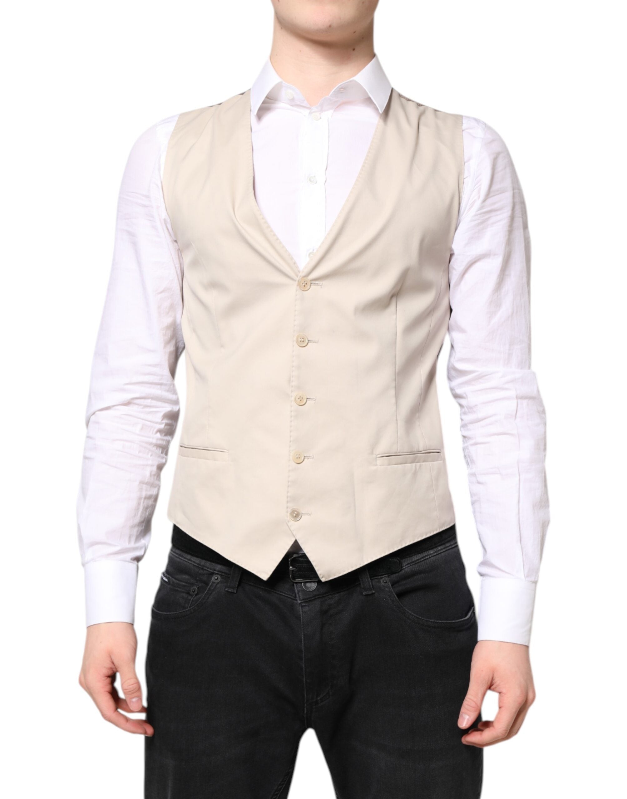 Gilet habillé beige et gris pour homme Dolce & Gabbana