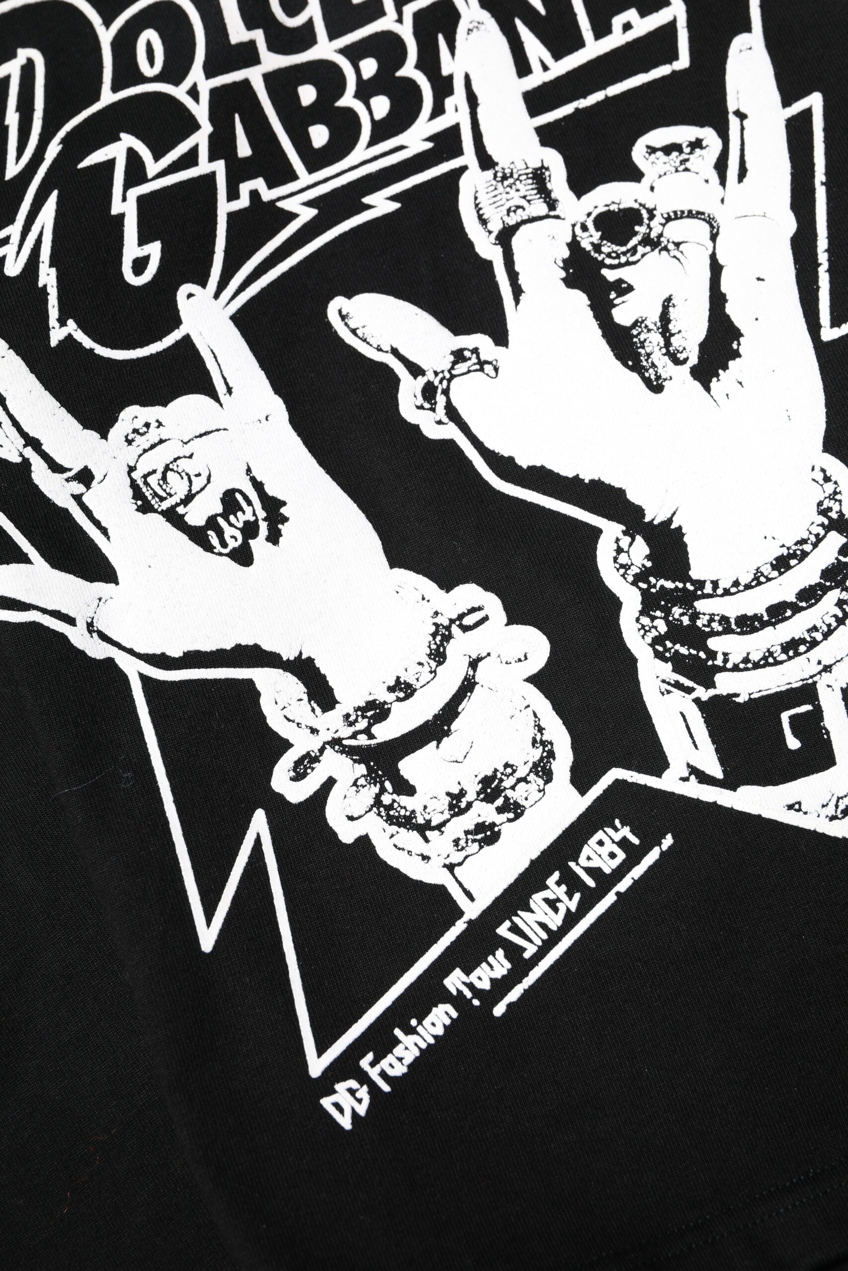 Dolce & Gabbana Black Cotton Printed Short Sleeves T-shirt