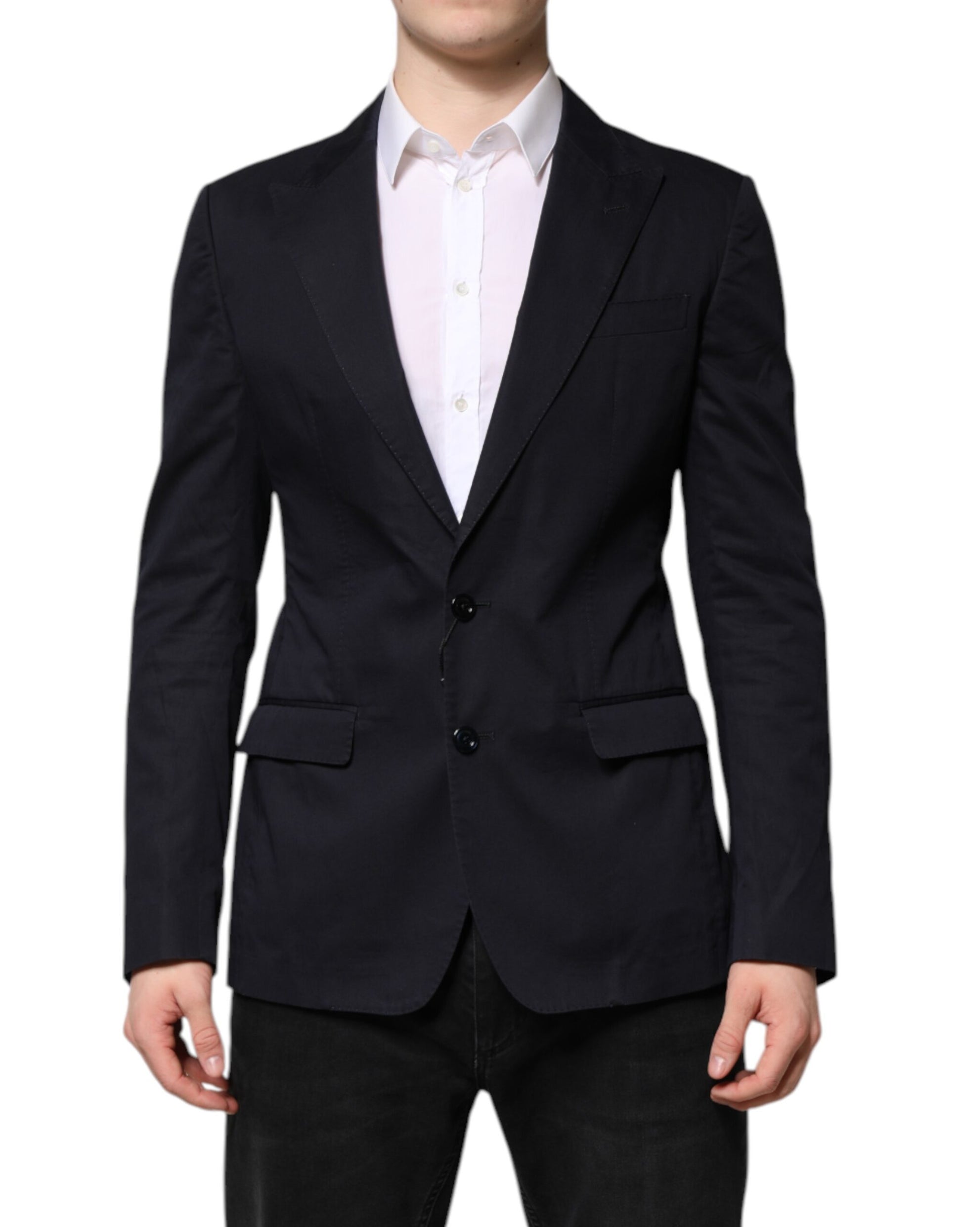 Dolce & Gabbana Dunkelblaue TAORMINA-Blazer-Anzugjacke aus Baumwolle