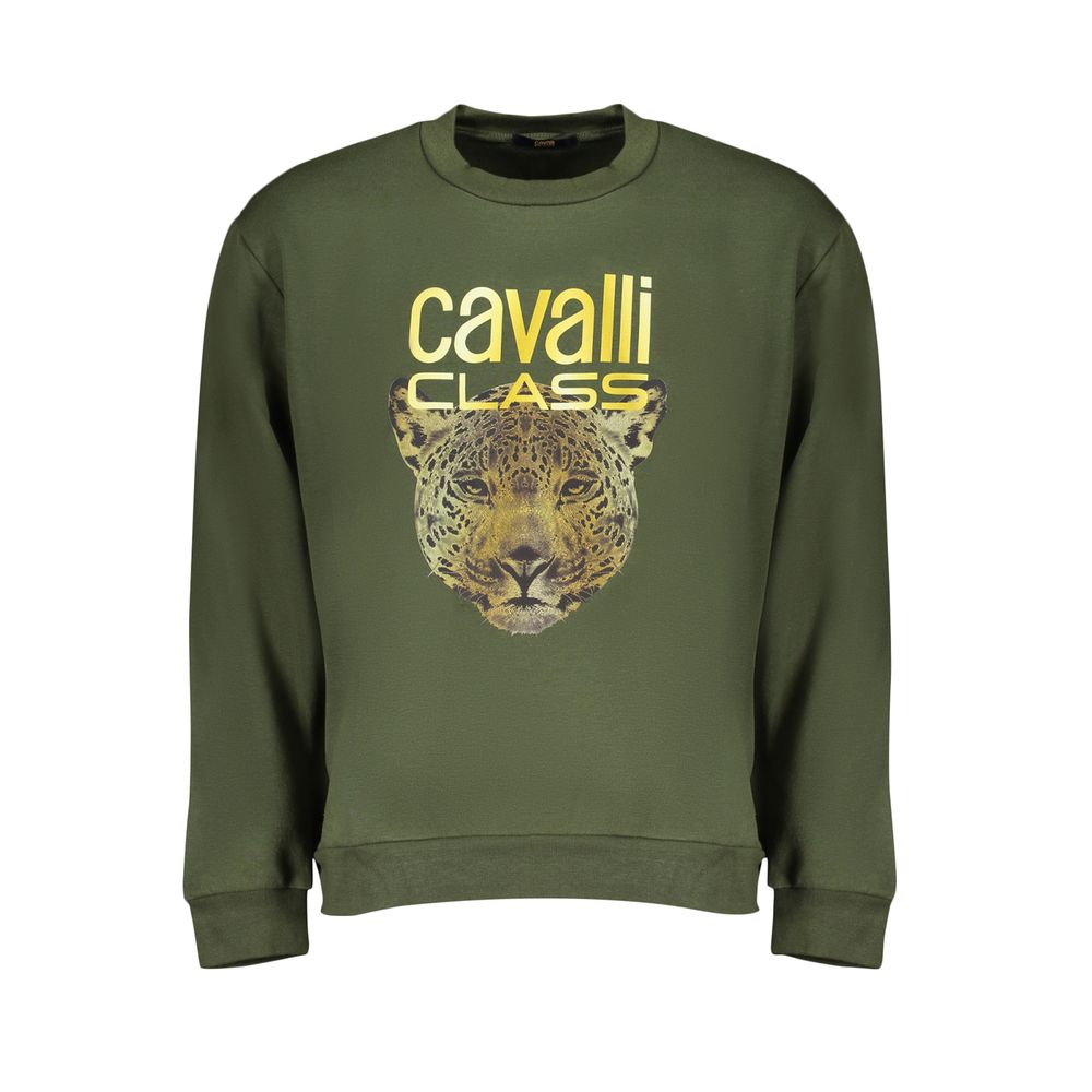 Sweat-shirt ras du cou en polaire verte élégante Cavalli Class