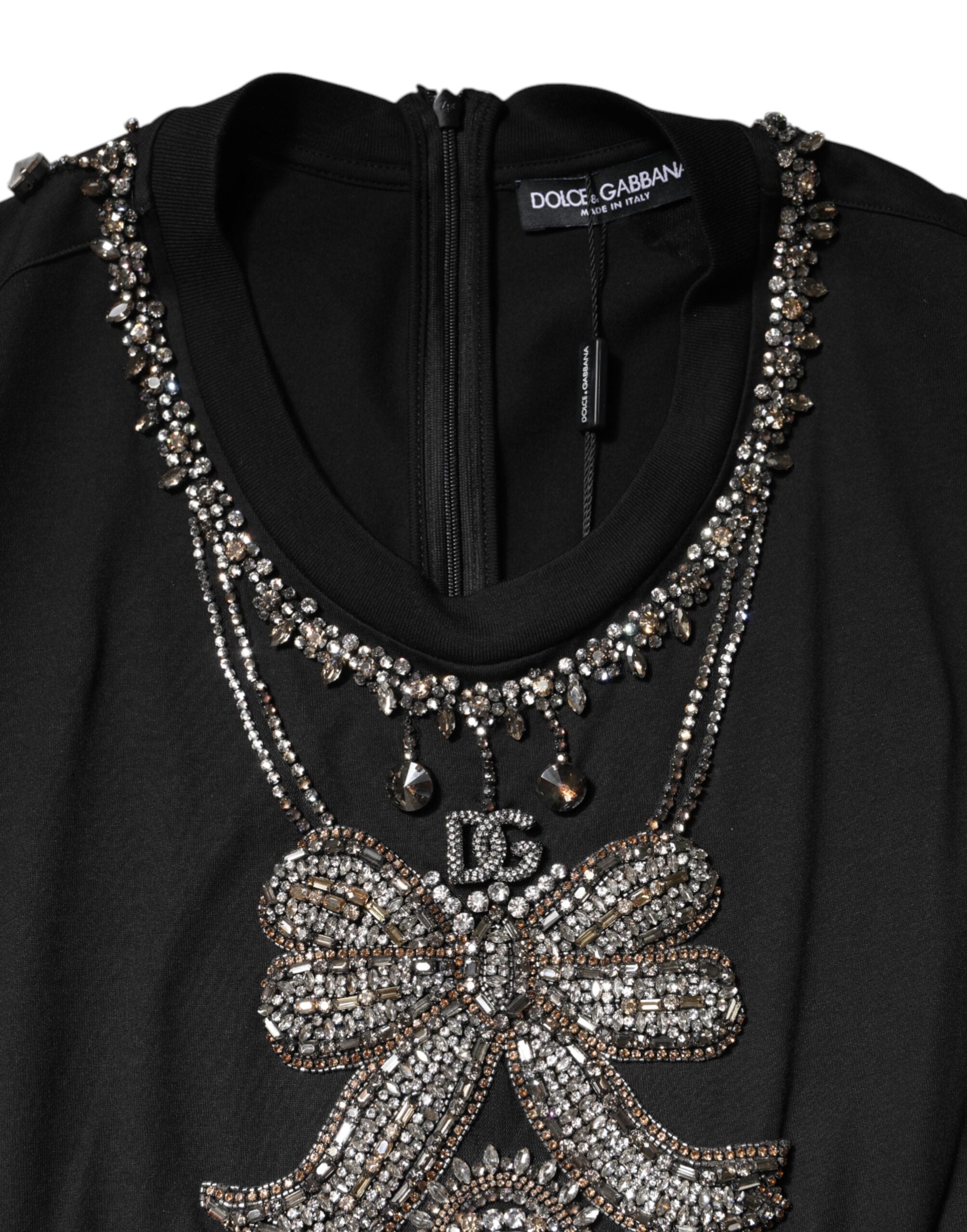Dolce & Gabbana Black Cotton Rhinestone Embellished Tank Top