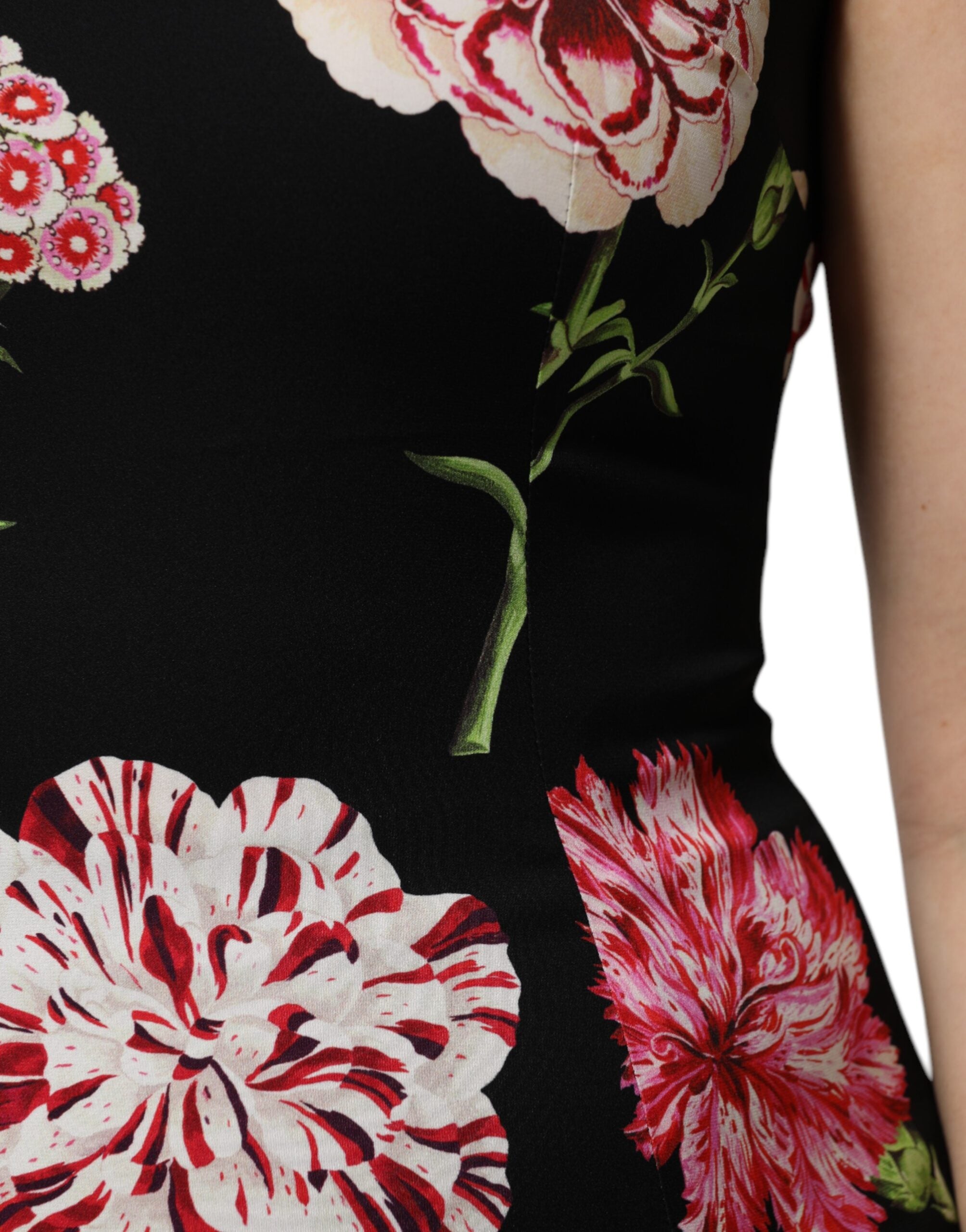 Dolce & Gabbana Black Floral Print Sleeveless Tank Blouse Top