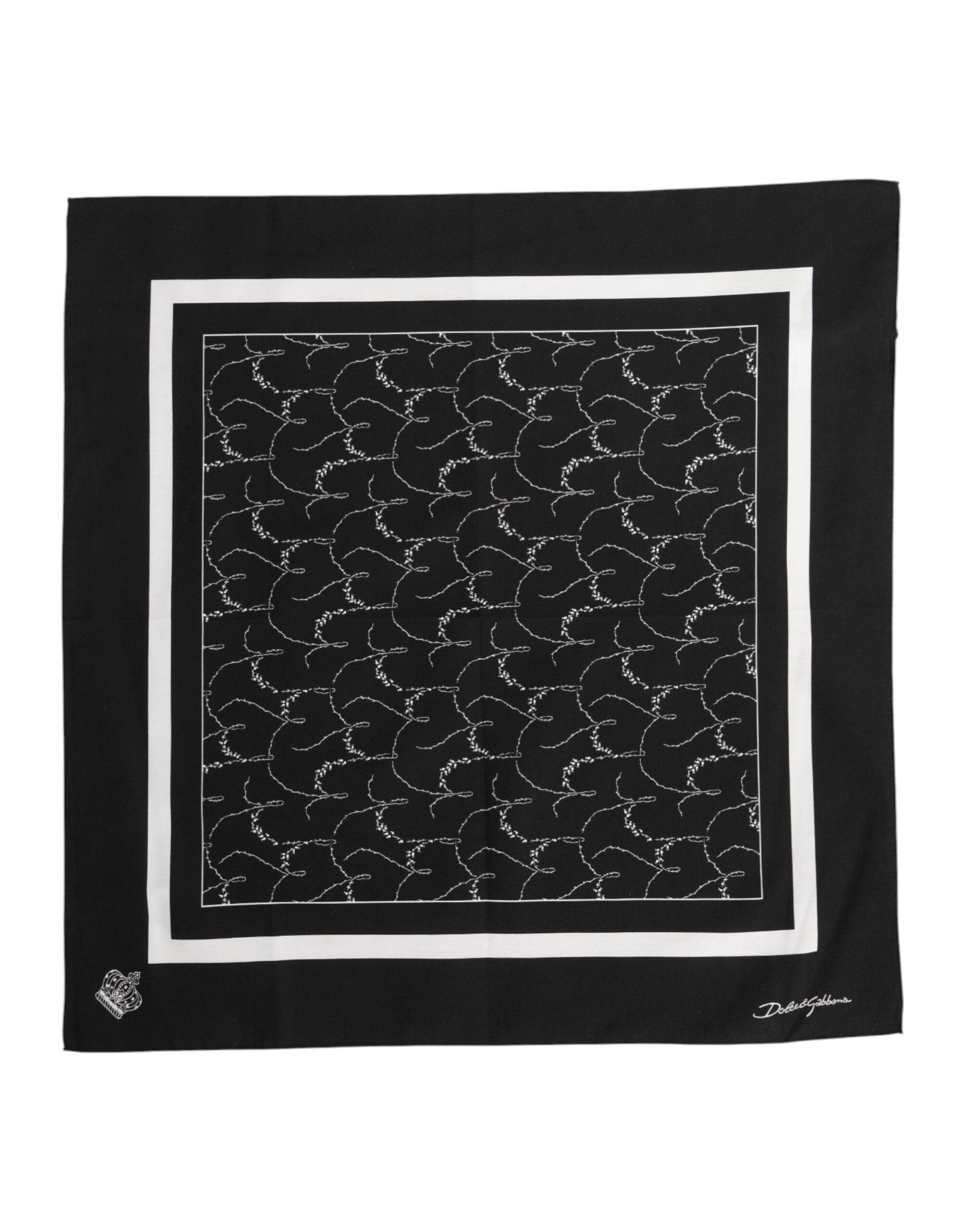 Foulard carré imprimé noir et blanc Dolce & Gabbana