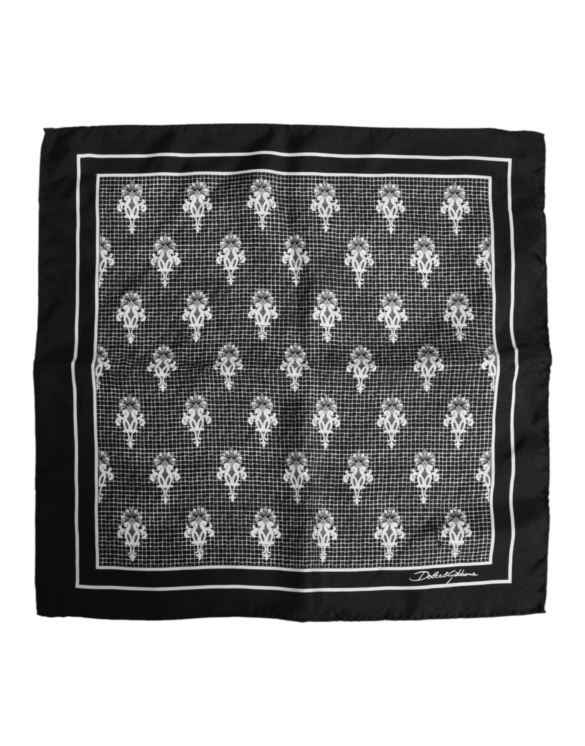 Foulard carré imprimé noir et blanc Dolce & Gabbana