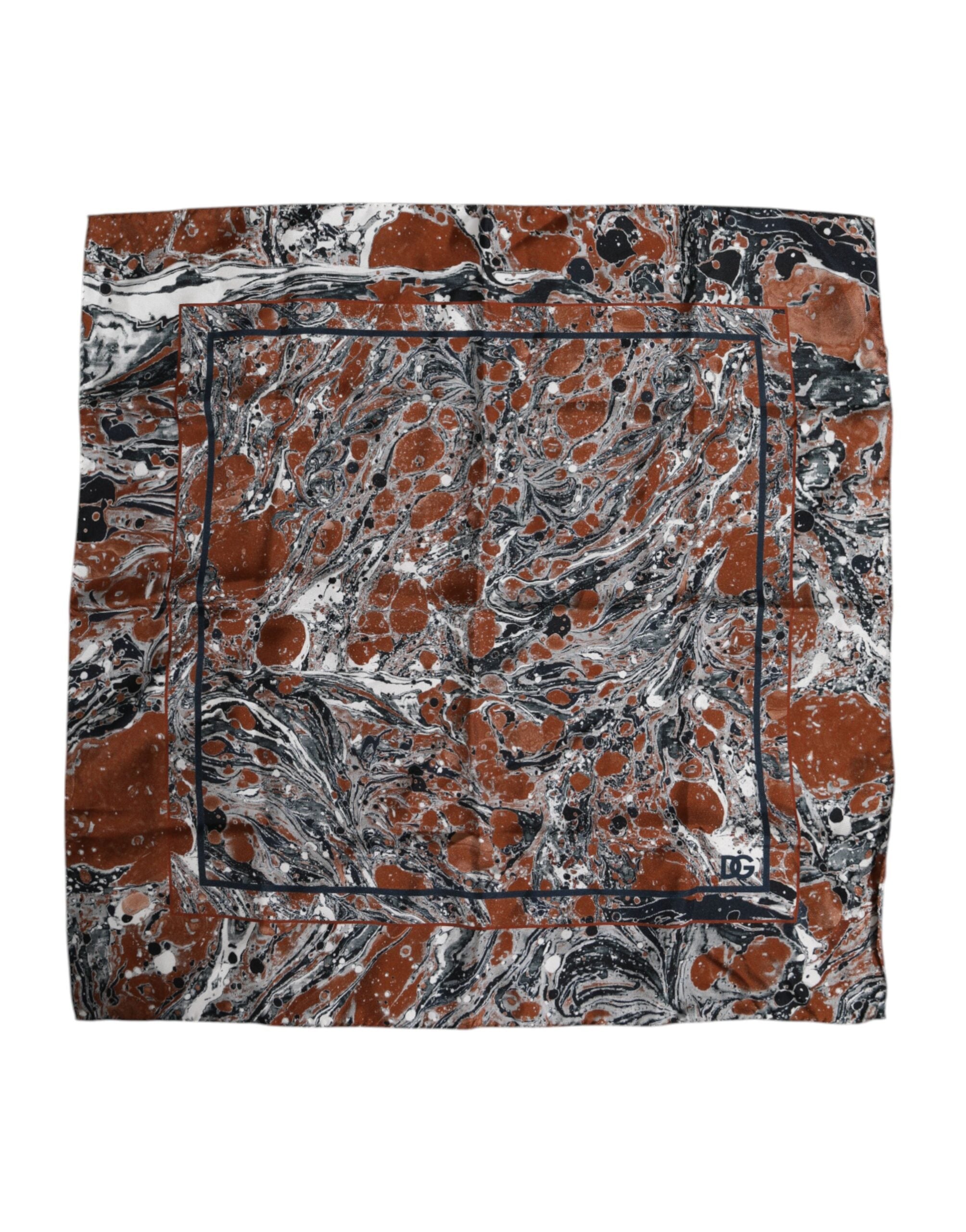 Foulard carré en soie marbré multicolore Dolce & Gabbana