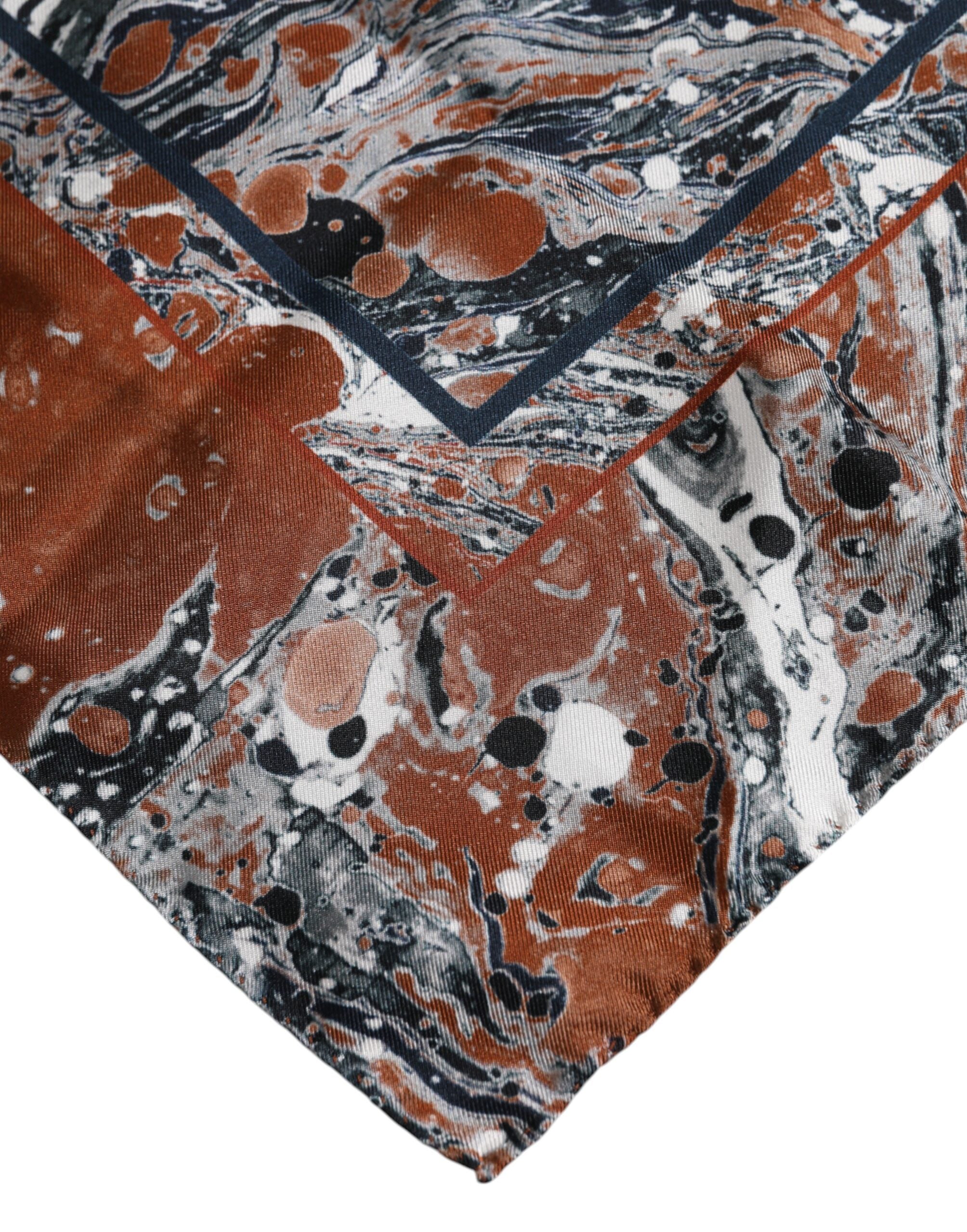 Foulard carré en soie marbré multicolore Dolce & Gabbana