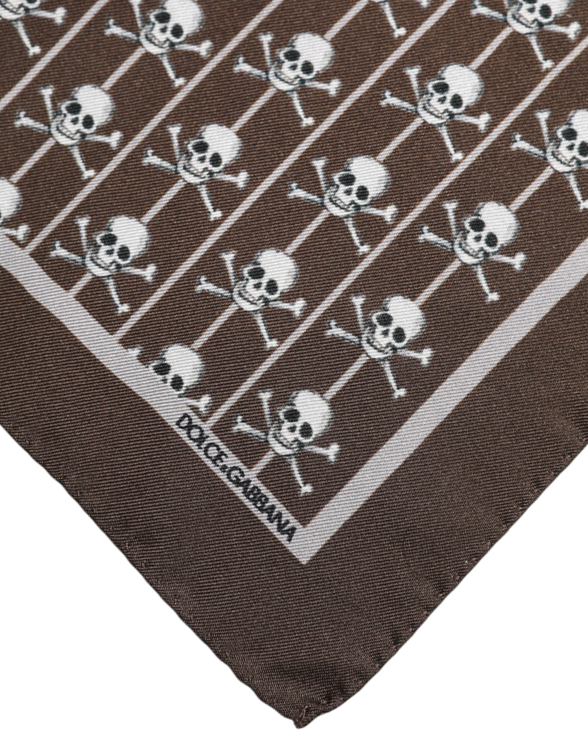 Foulard carré en soie marron Dolce & Gabbana pour homme