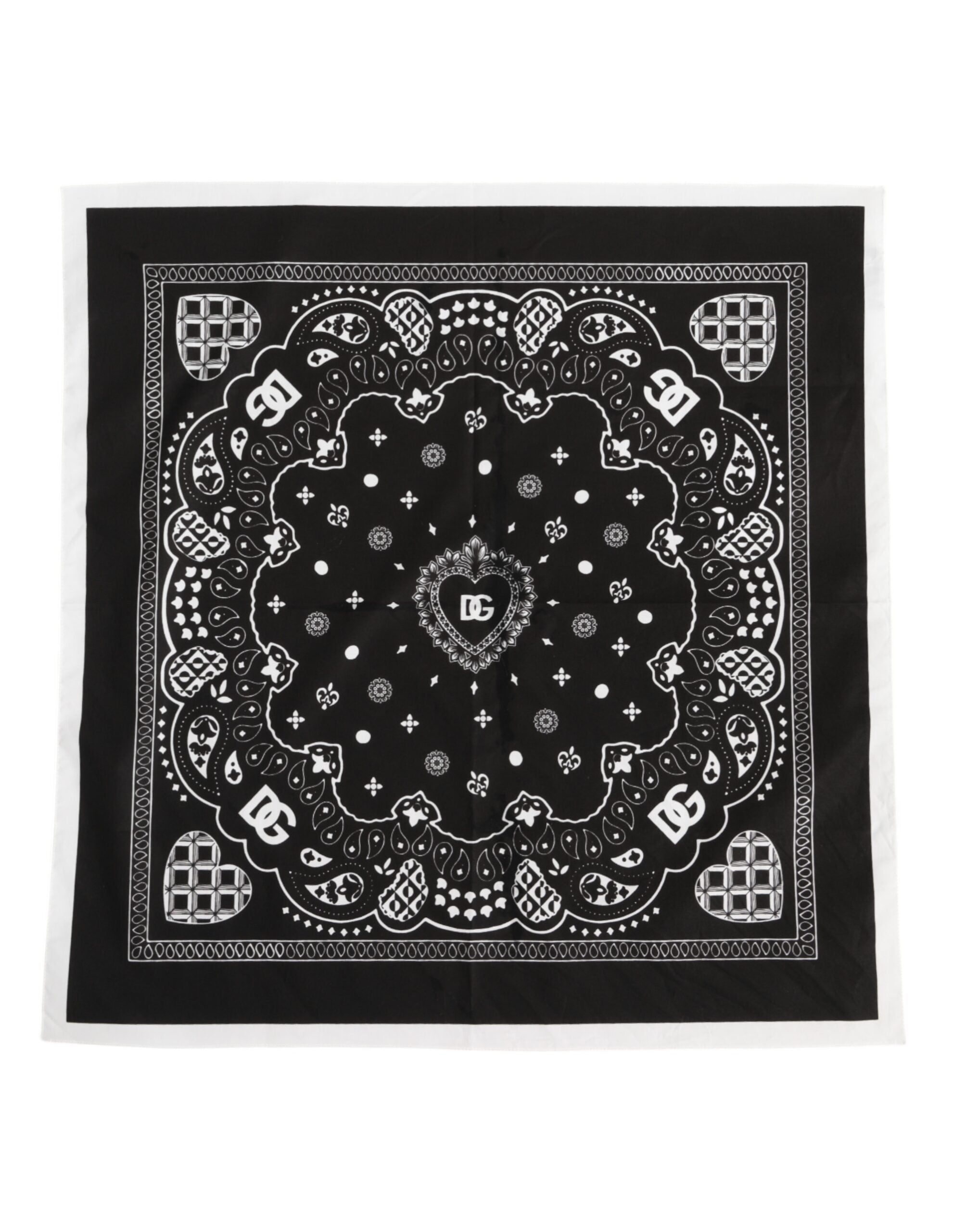 Dolce & Gabbana Schwarz Weiß Bandana Square Herren Foulard Schal