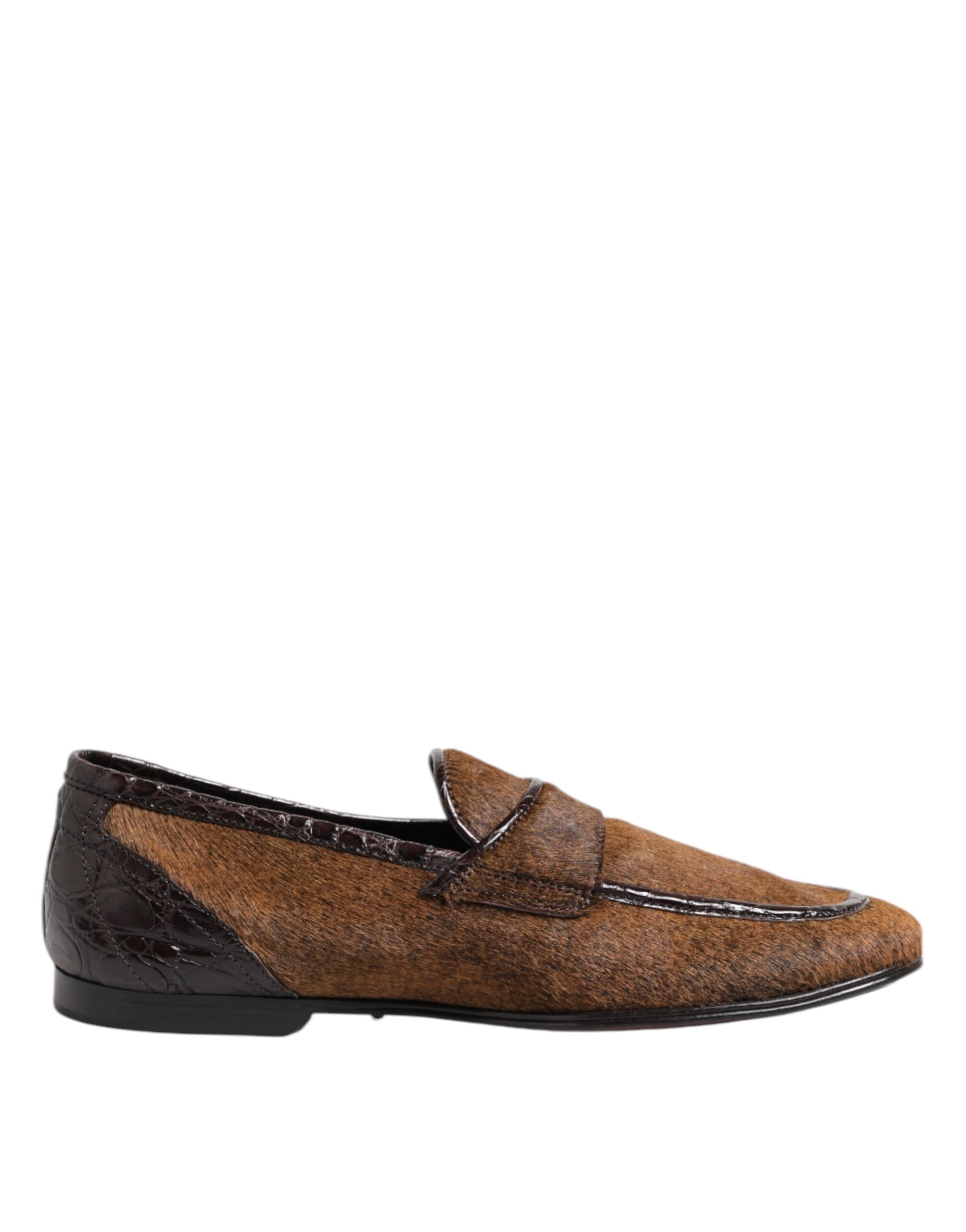 Mocassins marron Dolce & Gabbana en cuir à enfiler pour homme
