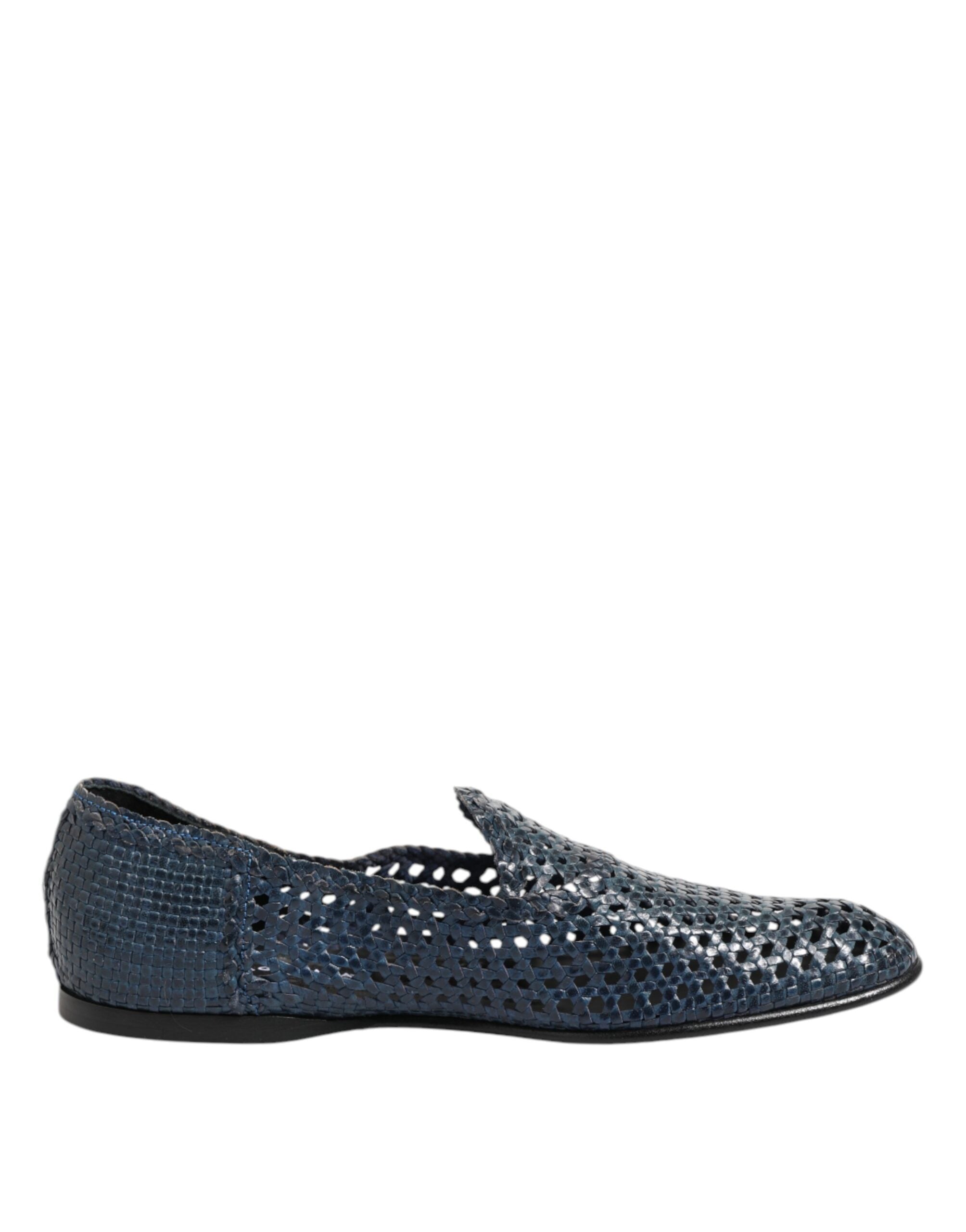 Mocassins à enfiler en cuir tressé bleu Dolce & Gabbana