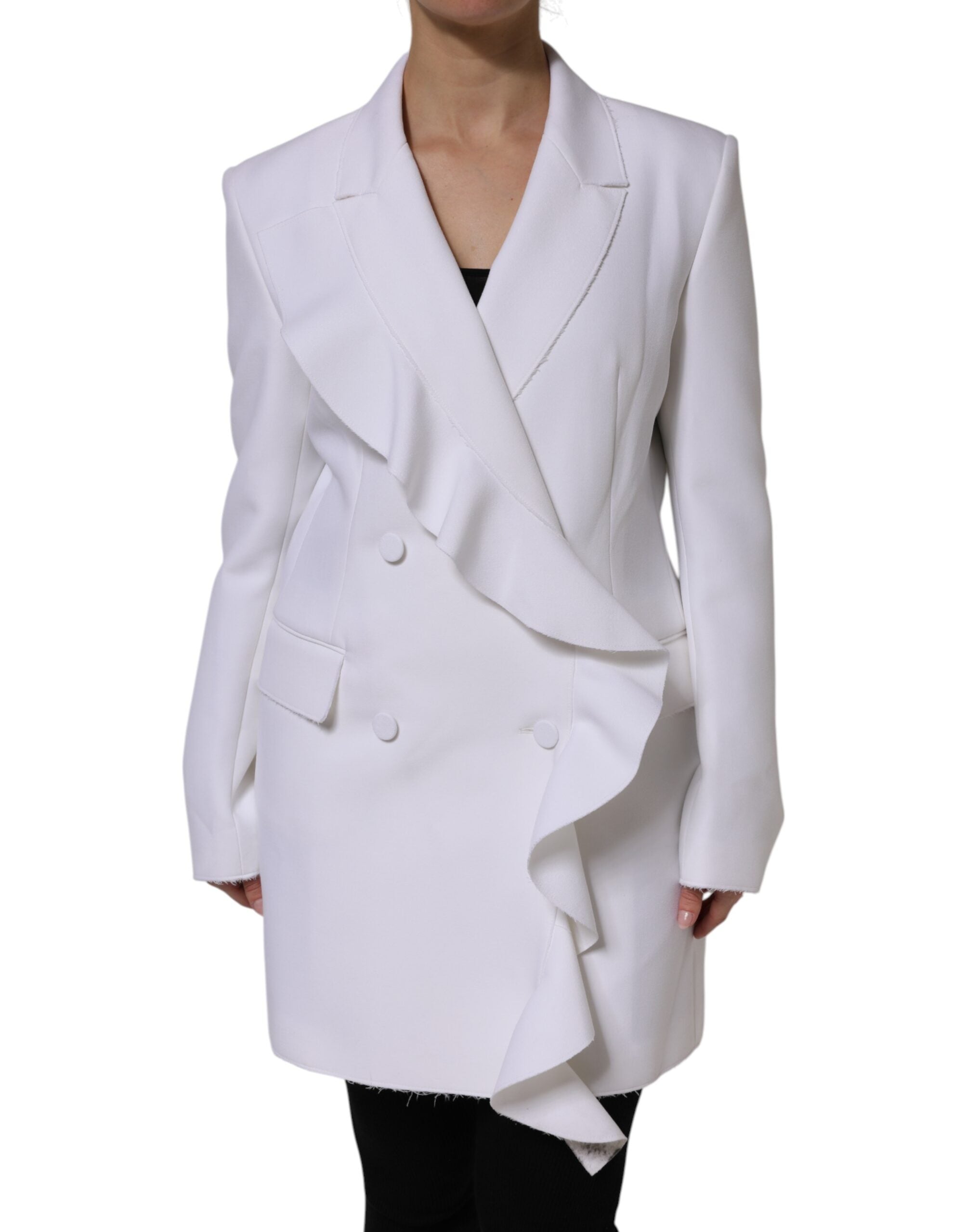 Veste portefeuille à volants et manches longues en polyester blanc MSGM