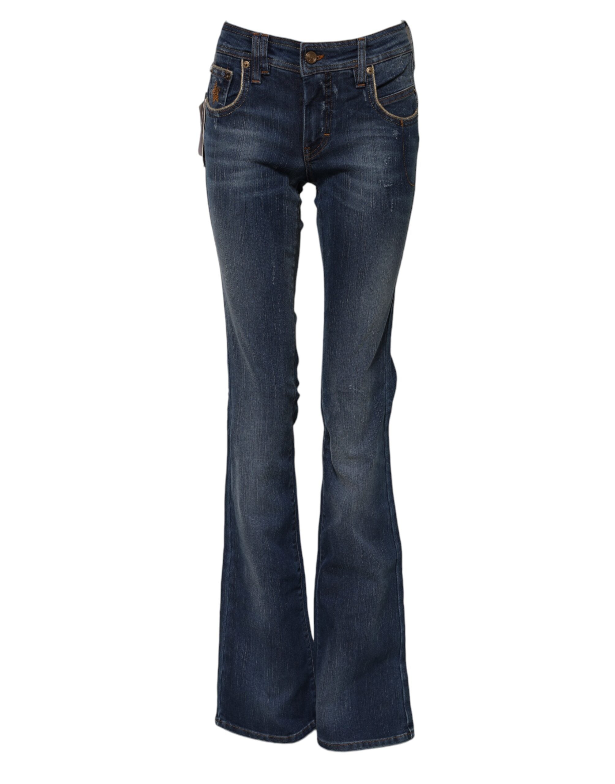 Jean large taille moyenne en coton bleu John Galliano