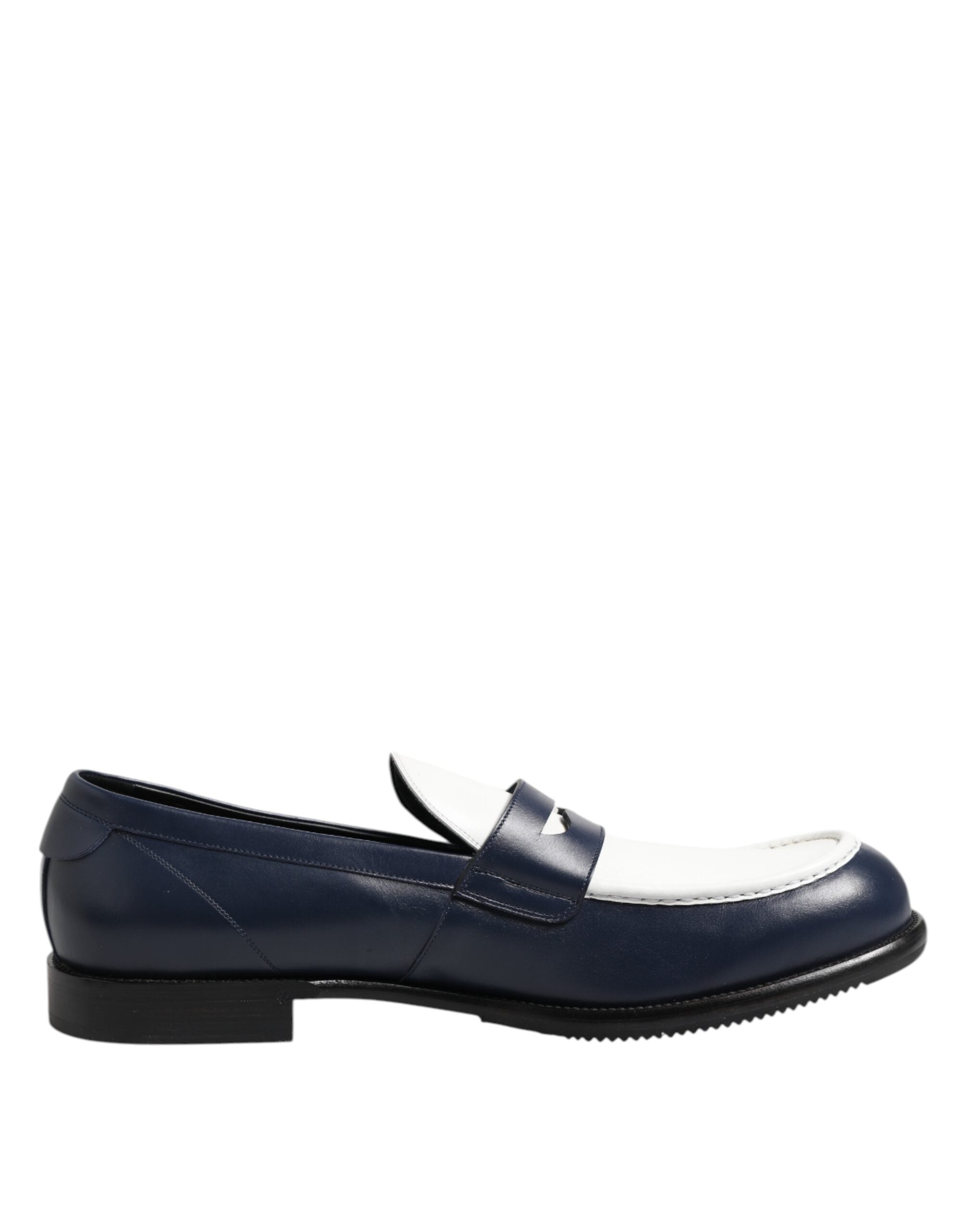 Mocassins à enfiler en cuir noir et blanc Dolce & Gabbana pour hommes