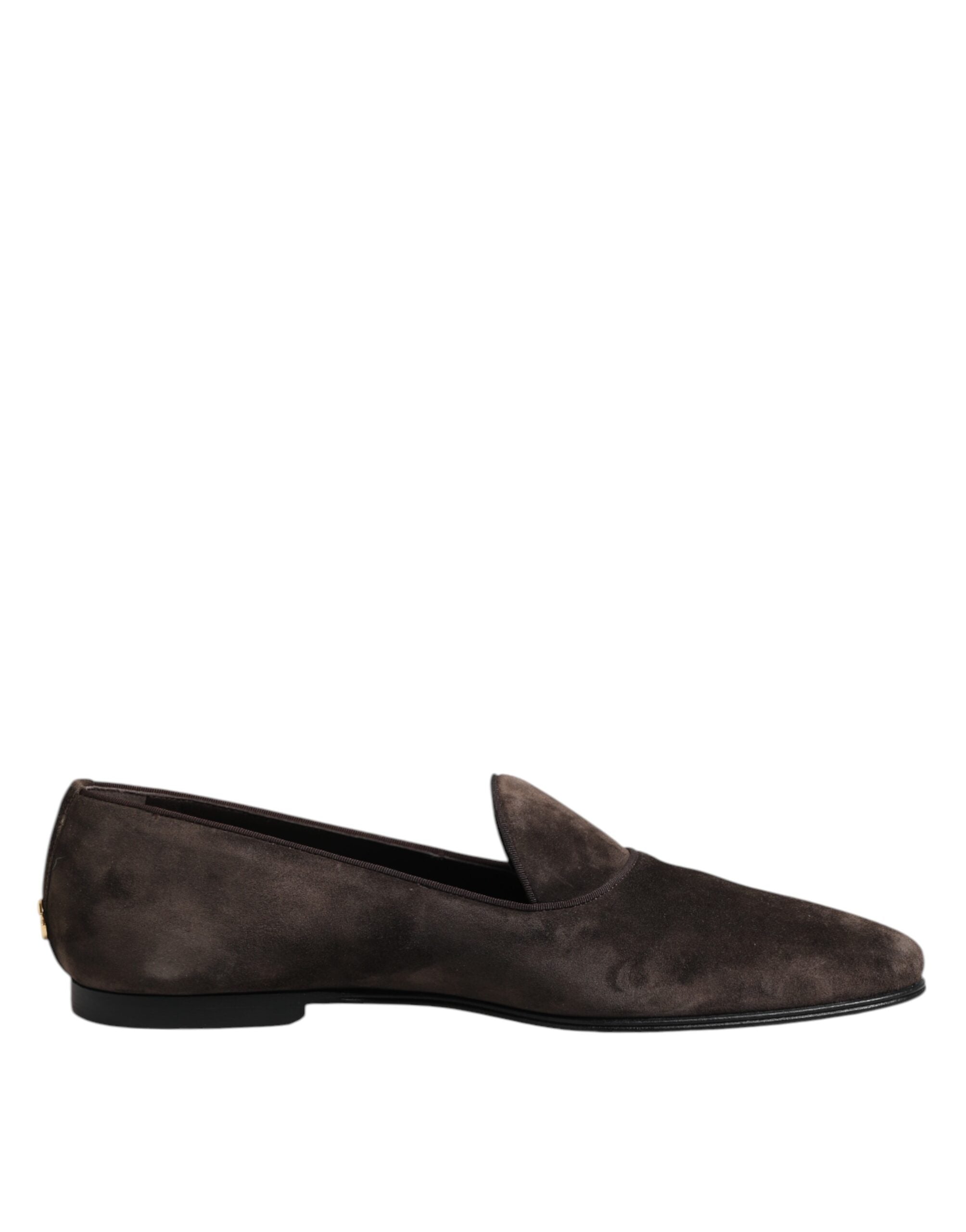 Dolce & Gabbana – Slipper aus braunem Samt und Leder