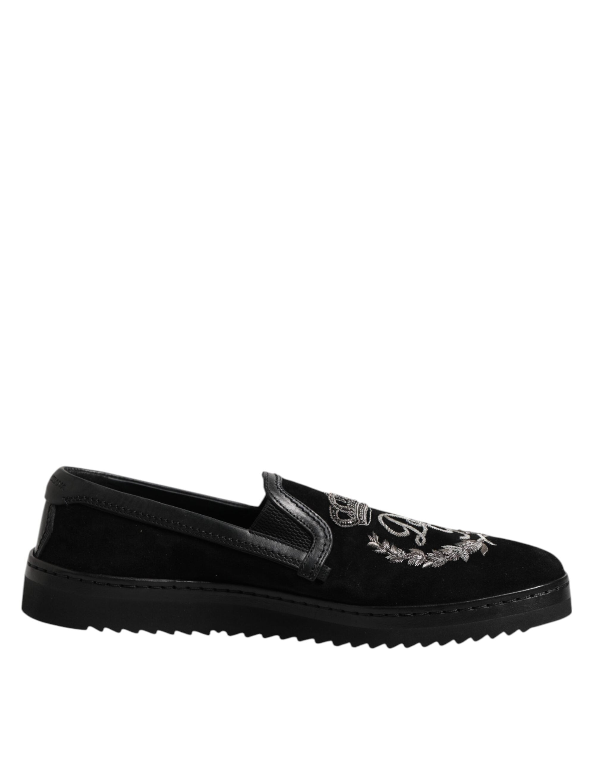 Mocassins noirs à couronne brodée Dolce & Gabbana