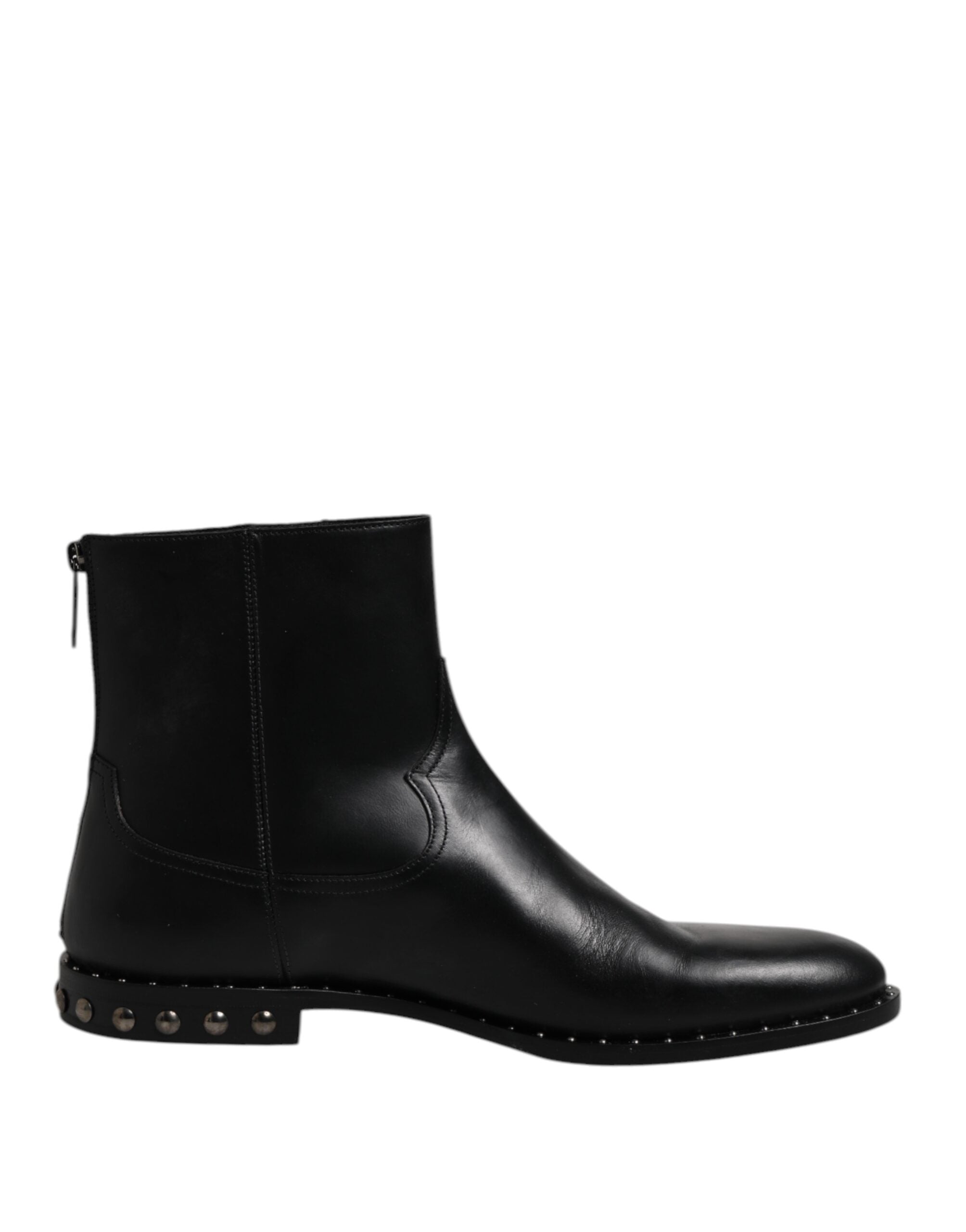 Dolce & Gabbana – Schwarze Stiefeletten aus Leder mit Logo und Nieten