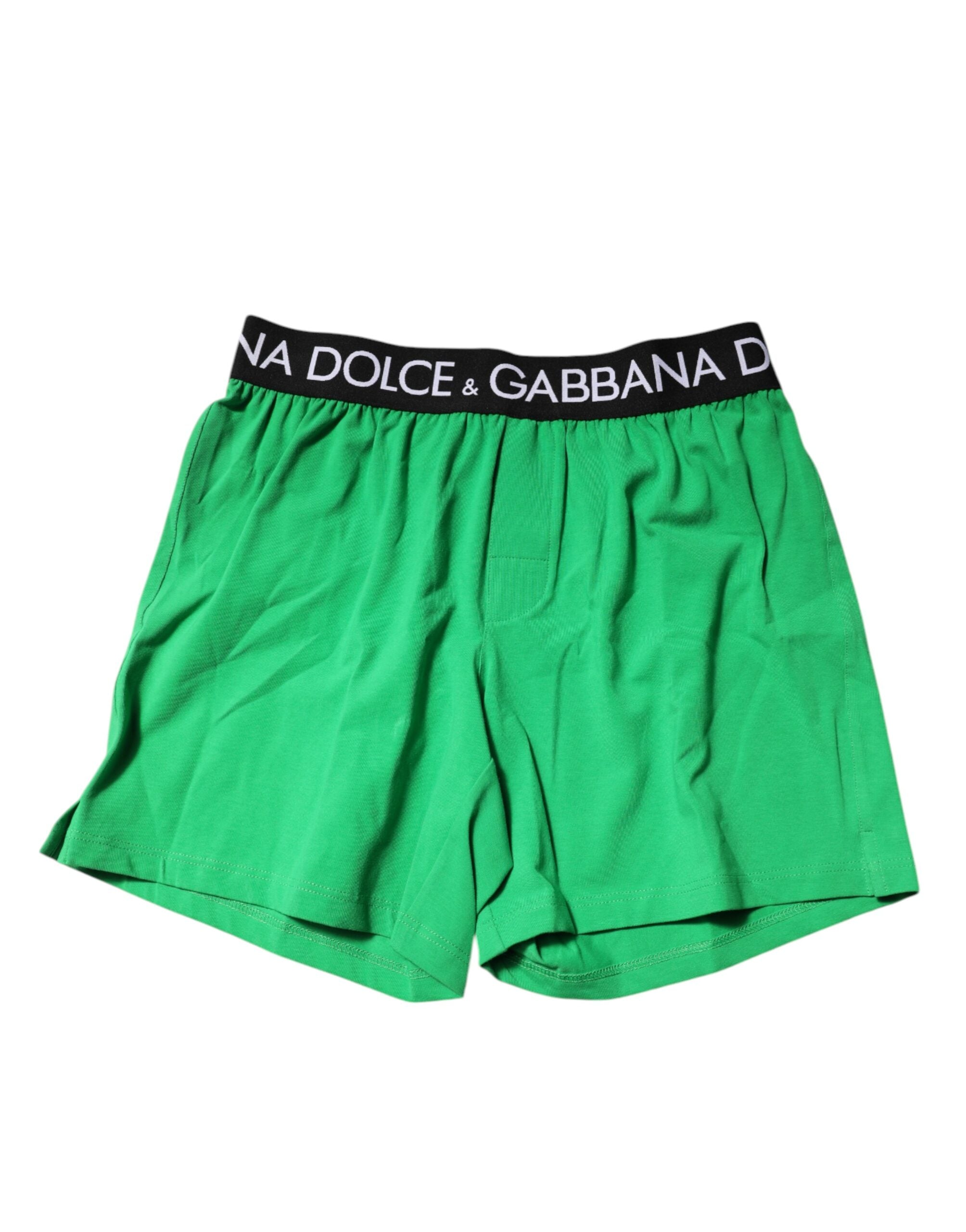 Boxer court en coton vert Dolce & Gabbana