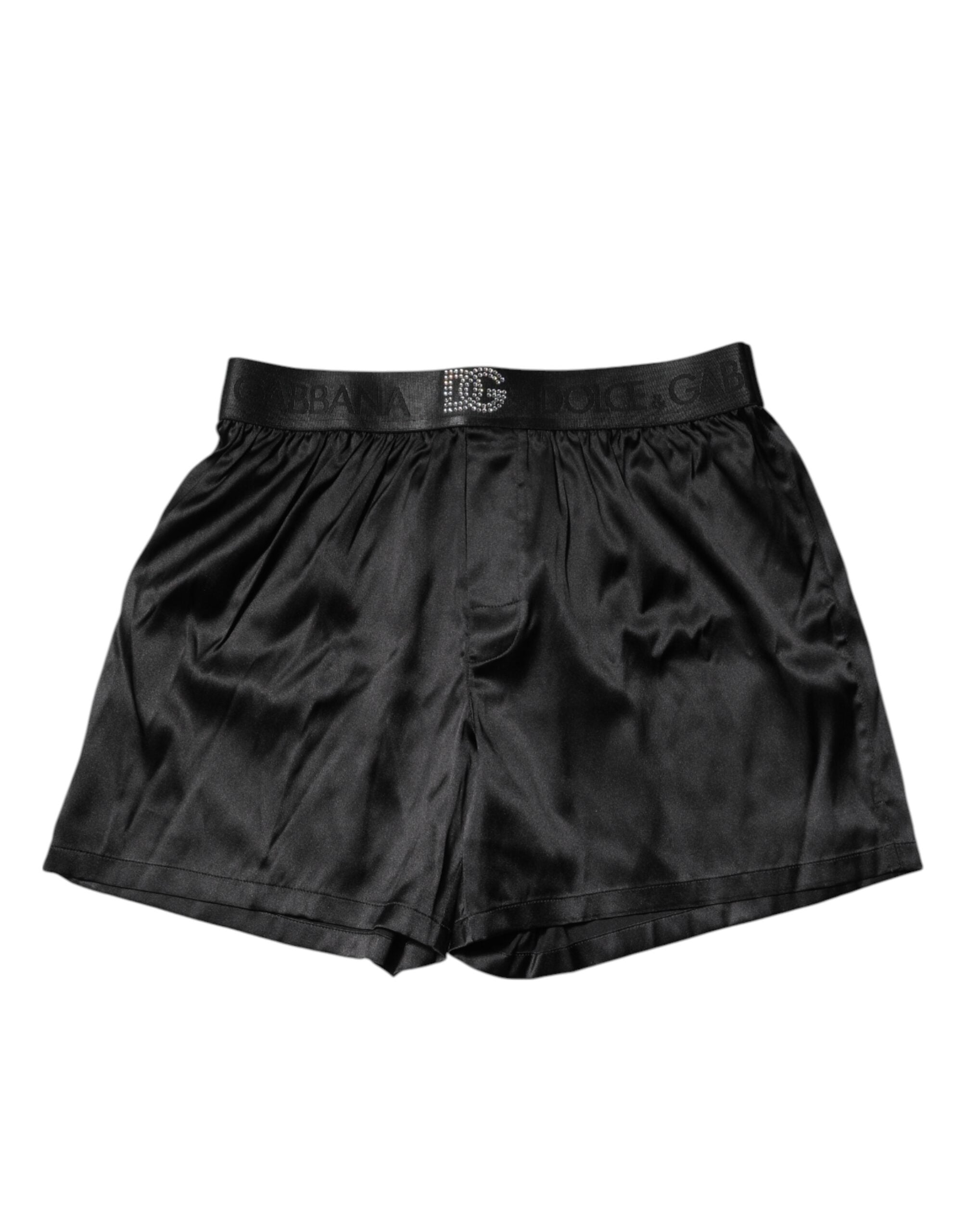 Boxer noir à taille régulière avec logo Dolce & Gabbana