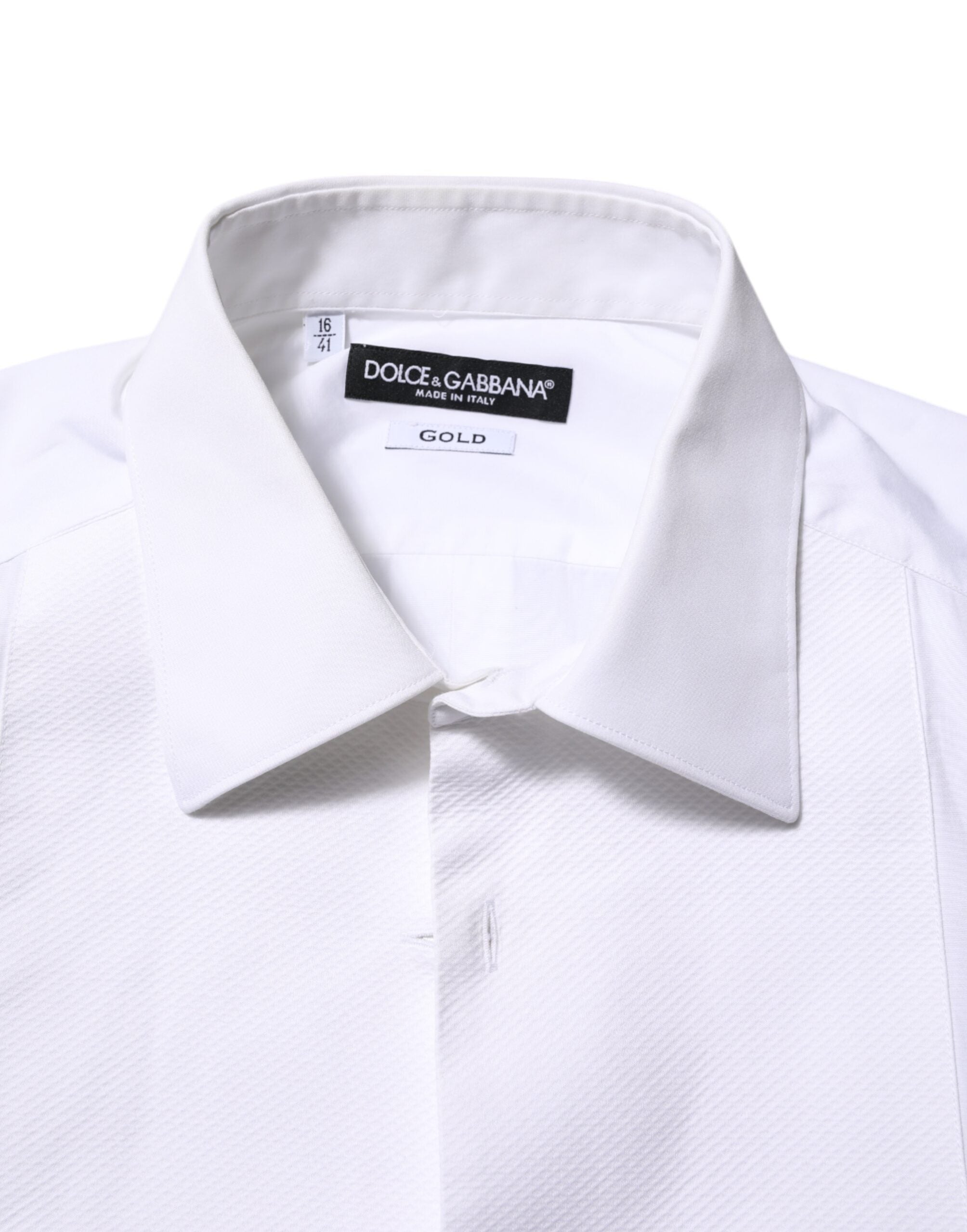Dolce & Gabbana White Bib Cotton Poplin GOLD Formal Shirt