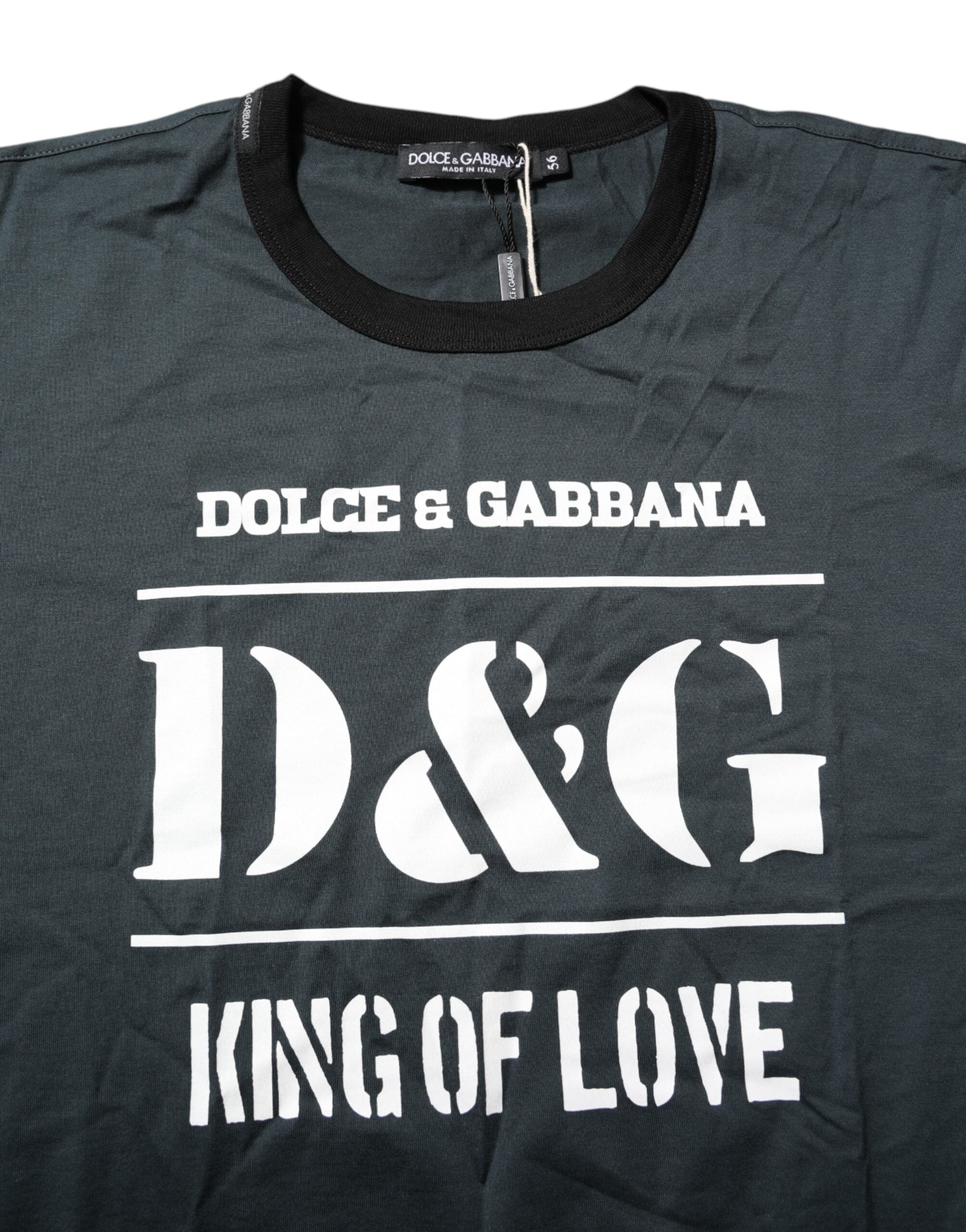 Dolce & Gabbana Black Cotton Printed Short Sleeves T-shirt