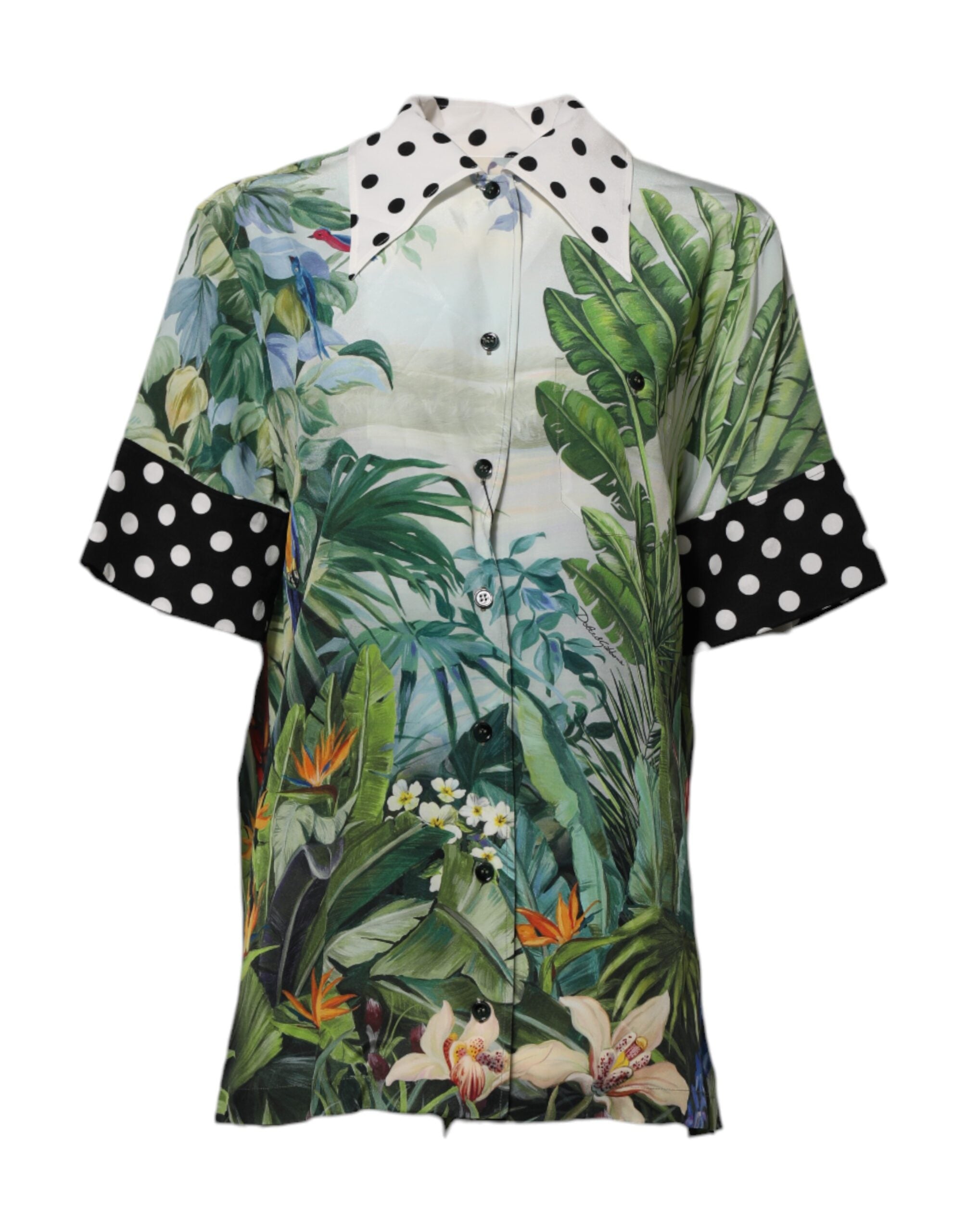 Dolce & Gabbana Haut chemise à col en soie imprimée multicolore