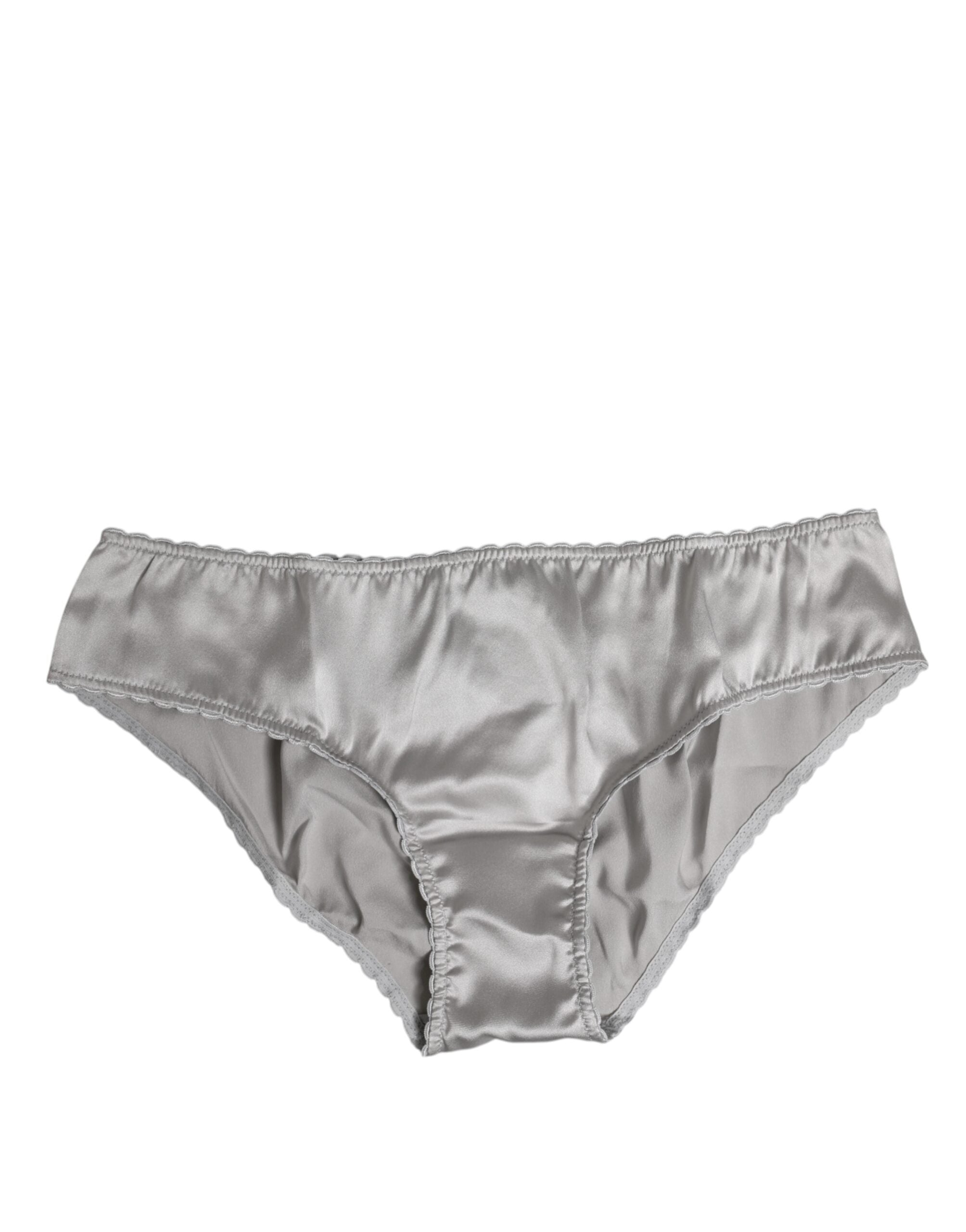Dolce & Gabbana – Graue Stretch-Hose aus Seide mit niedriger Taille