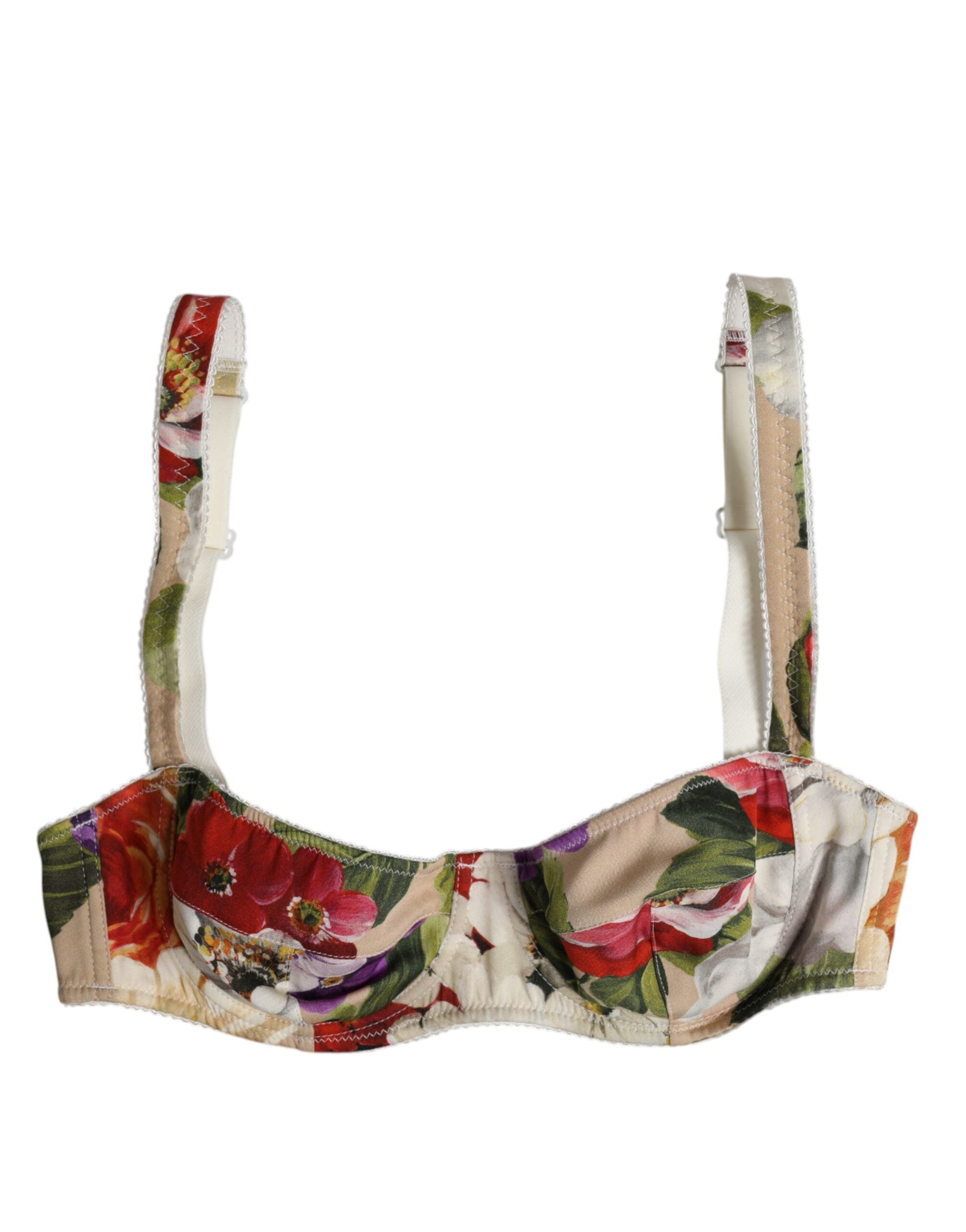 Dolce & Gabbana Beige Floral Balconcino Bügel-BH Unterwäsche