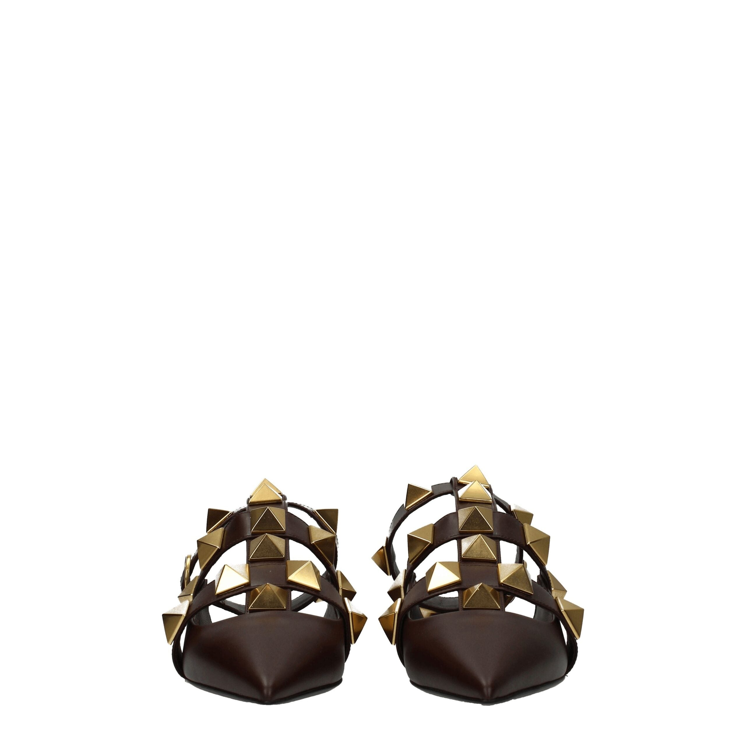 Valentino Garavani Brown Leather Flat Sandals